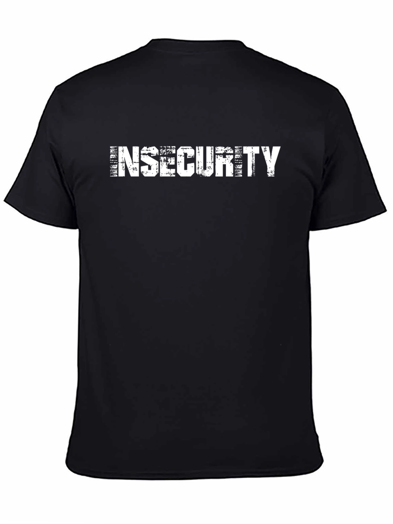 Camiseta Negra Insecurity Hombre Casual Algodón