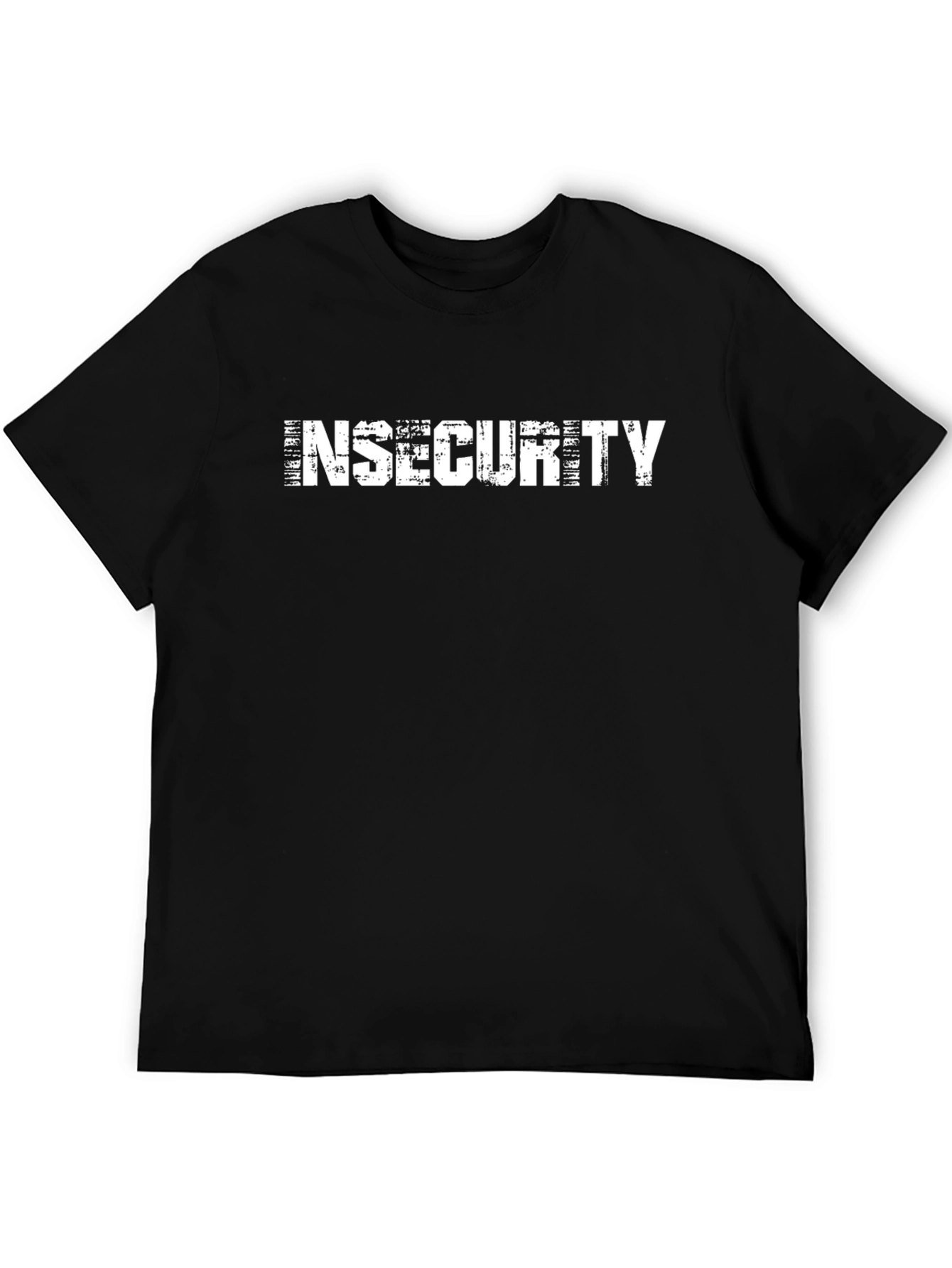 Camiseta Negra Insecurity Hombre Casual Algodón