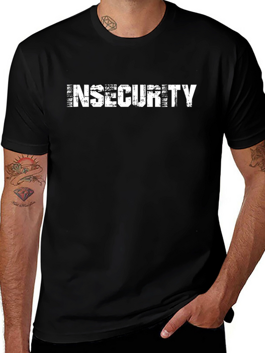 Camiseta Negra Insecurity Hombre Casual Algodón