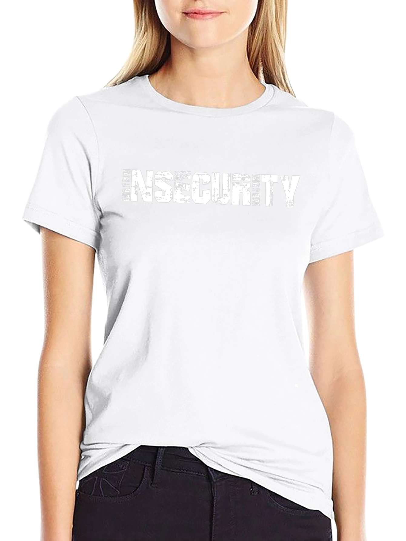 Camiseta Negra Insecurity Hombre Casual Algodón