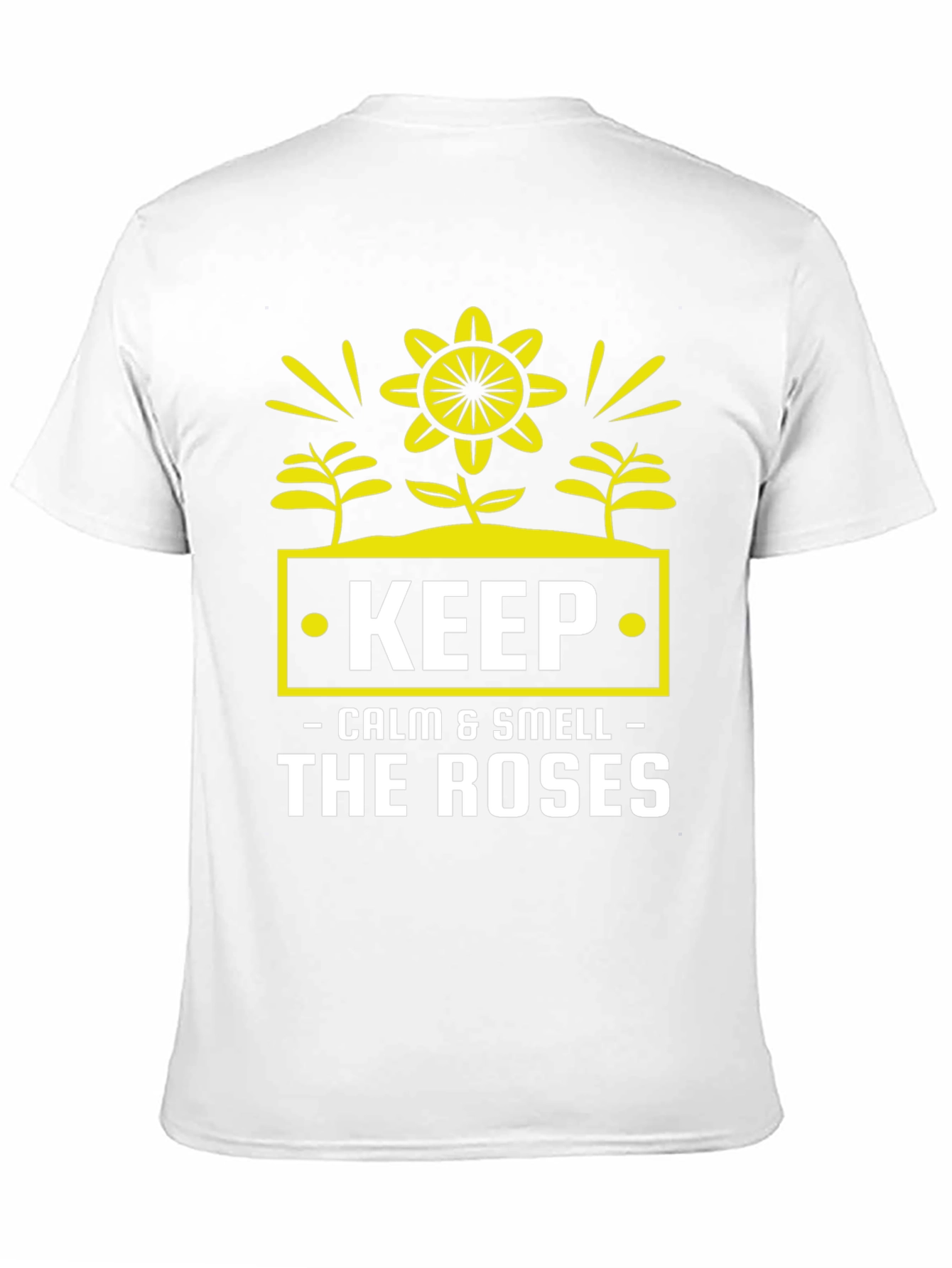 Camiseta Negra: Keep Calm & Smell The Roses