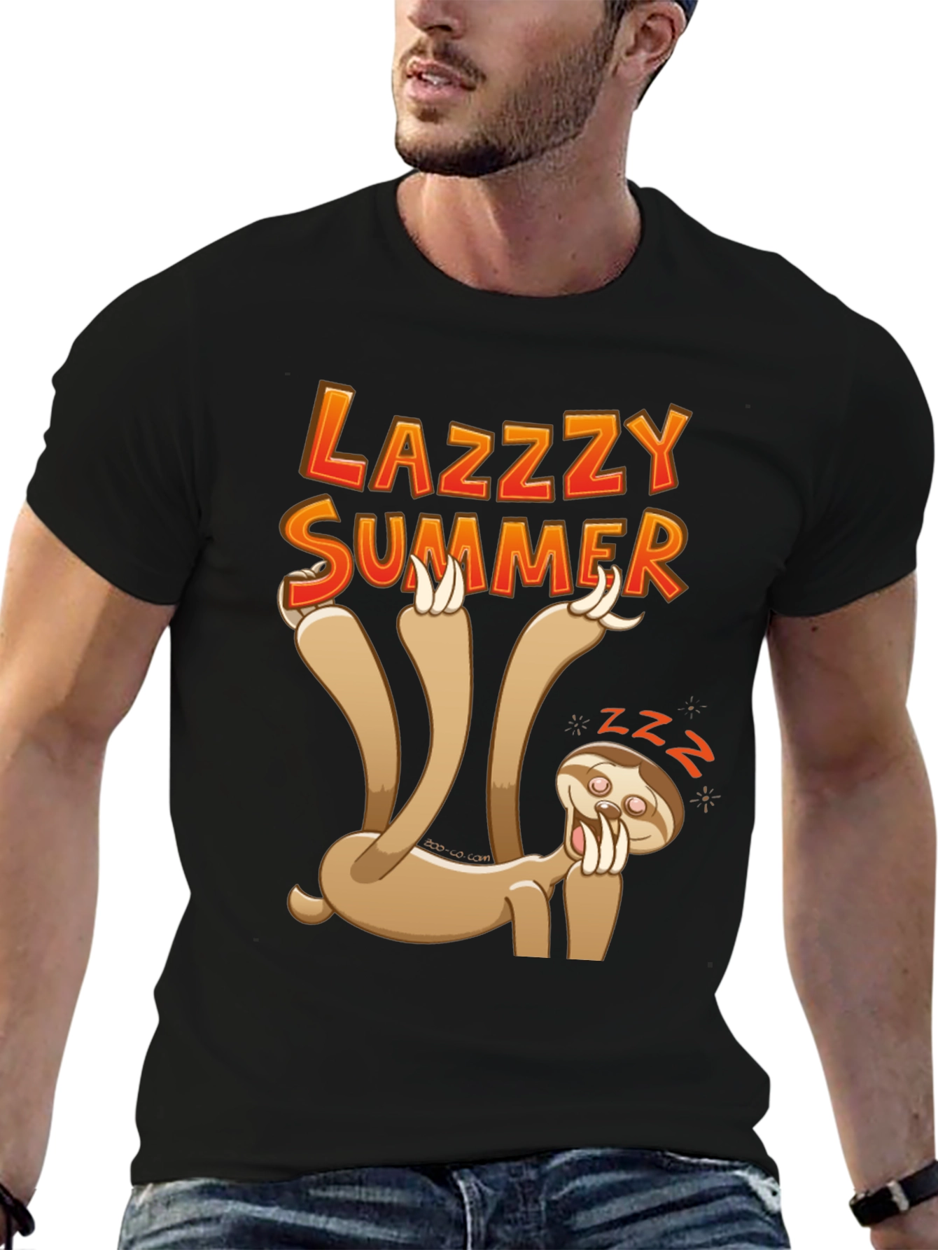 Camiseta Negra con Diseño de Perezoso Lazy Summer