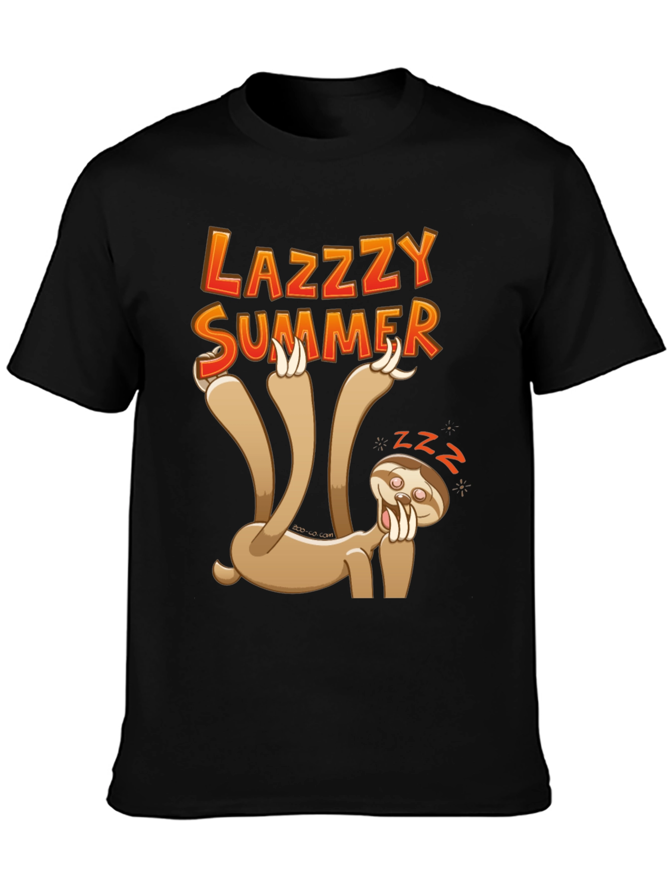 Camiseta Negra con Diseño de Perezoso Lazy Summer