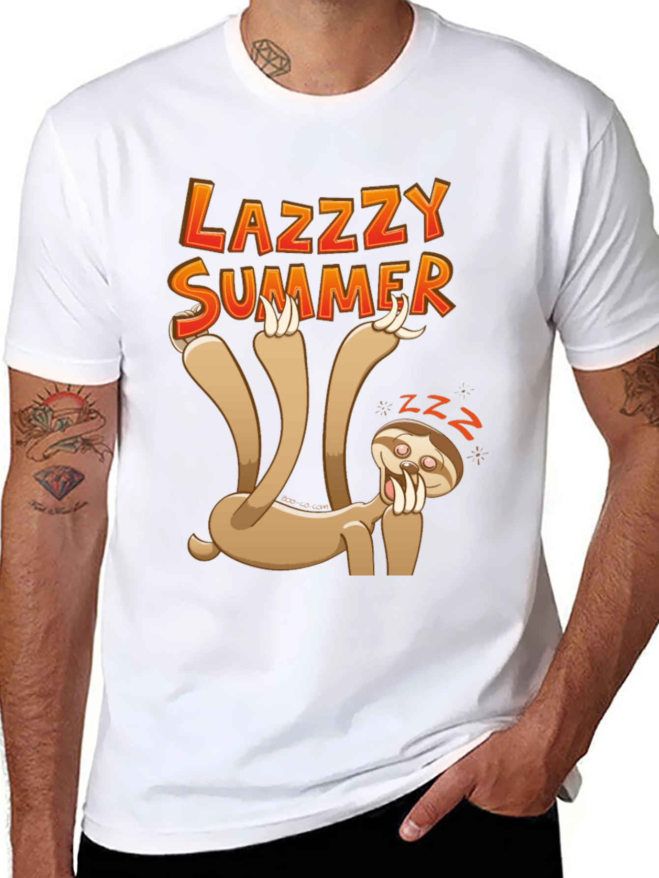 Camiseta Negra con Diseño de Perezoso Lazy Summer