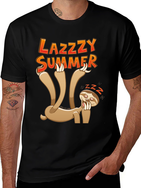 Camiseta Negra con Diseño de Perezoso Lazy Summer
