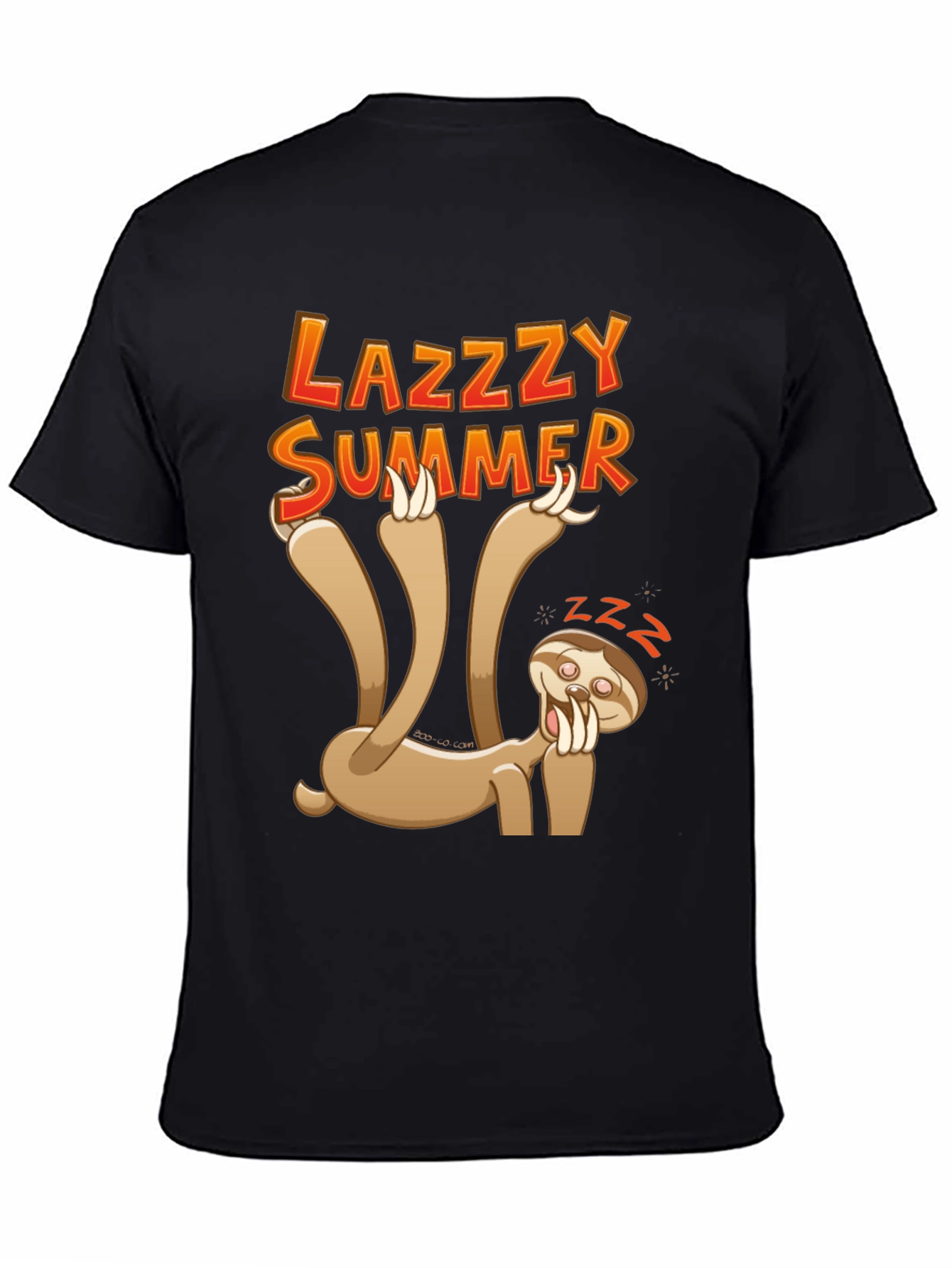 Camiseta Negra con Diseño de Perezoso Lazy Summer