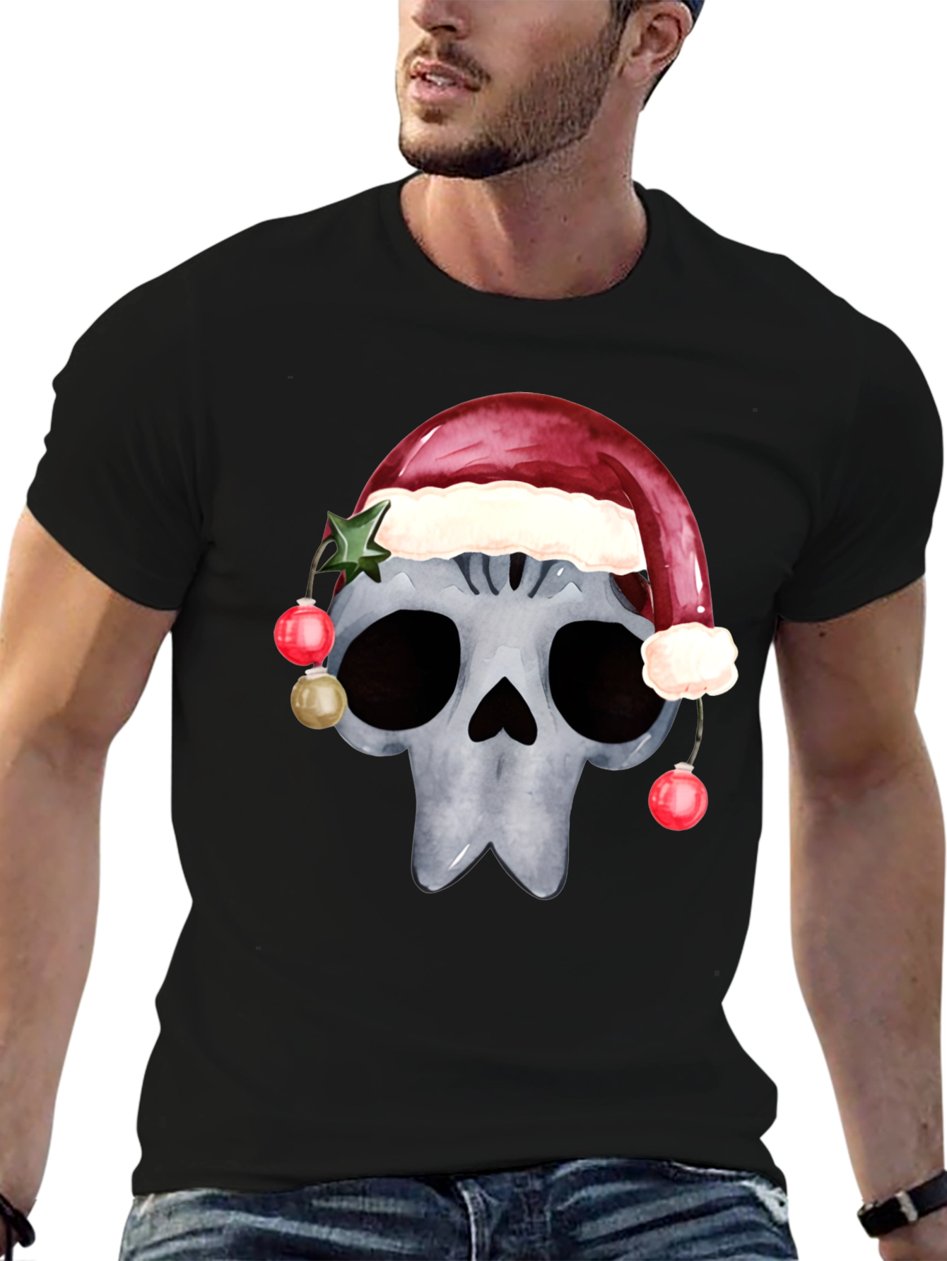 Camiseta de Calavera Navideña