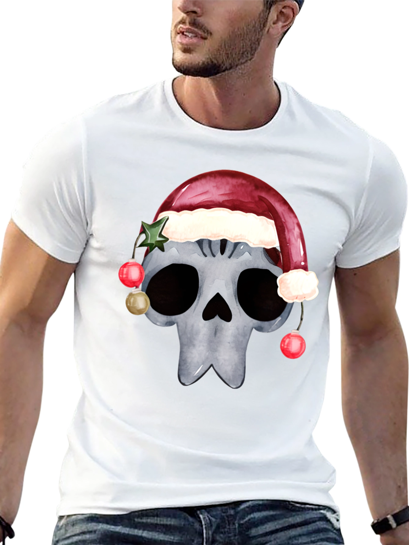Camiseta de Calavera Navideña