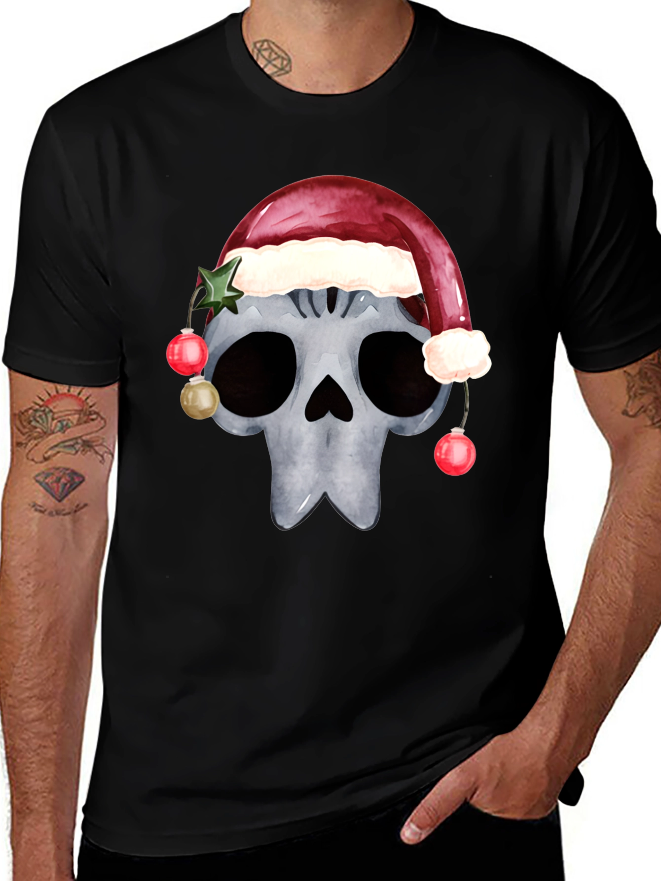 Camiseta de Calavera Navideña