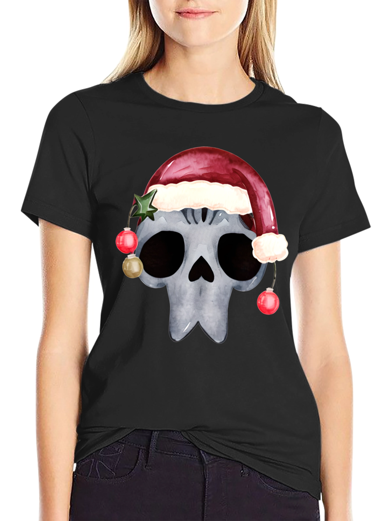 Camiseta de Calavera Navideña