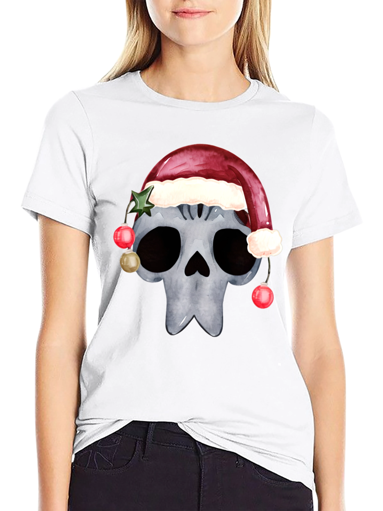 Camiseta de Calavera Navideña