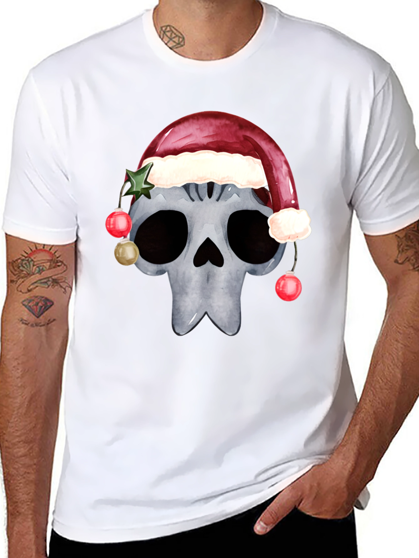 Camiseta de Calavera Navideña
