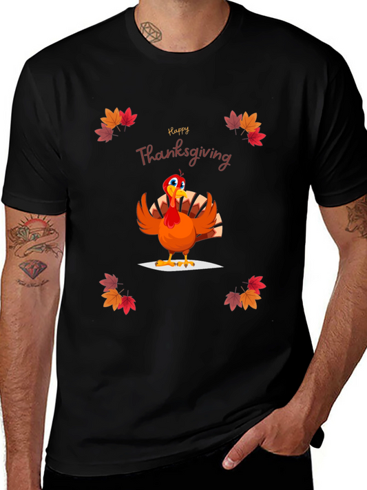Camiseta Negra Diseño Happy Thanksgiving