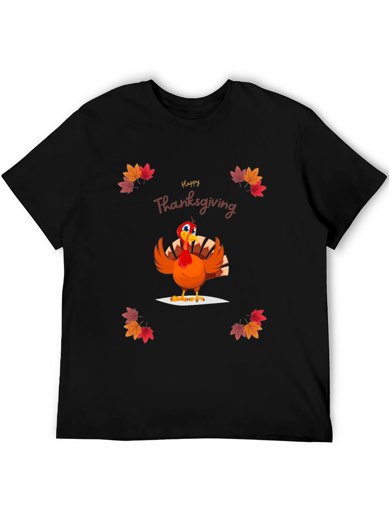 Camiseta Negra Diseño Happy Thanksgiving