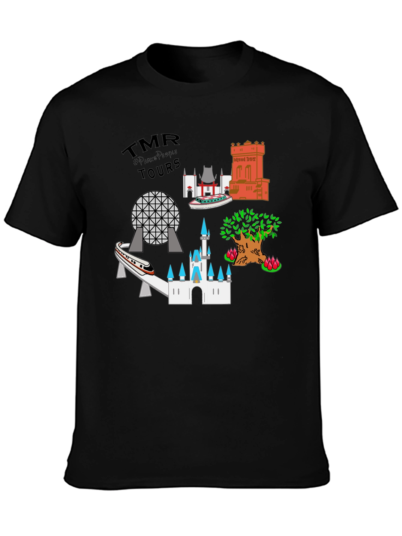 Camiseta Negra Tours Parques Temáticos