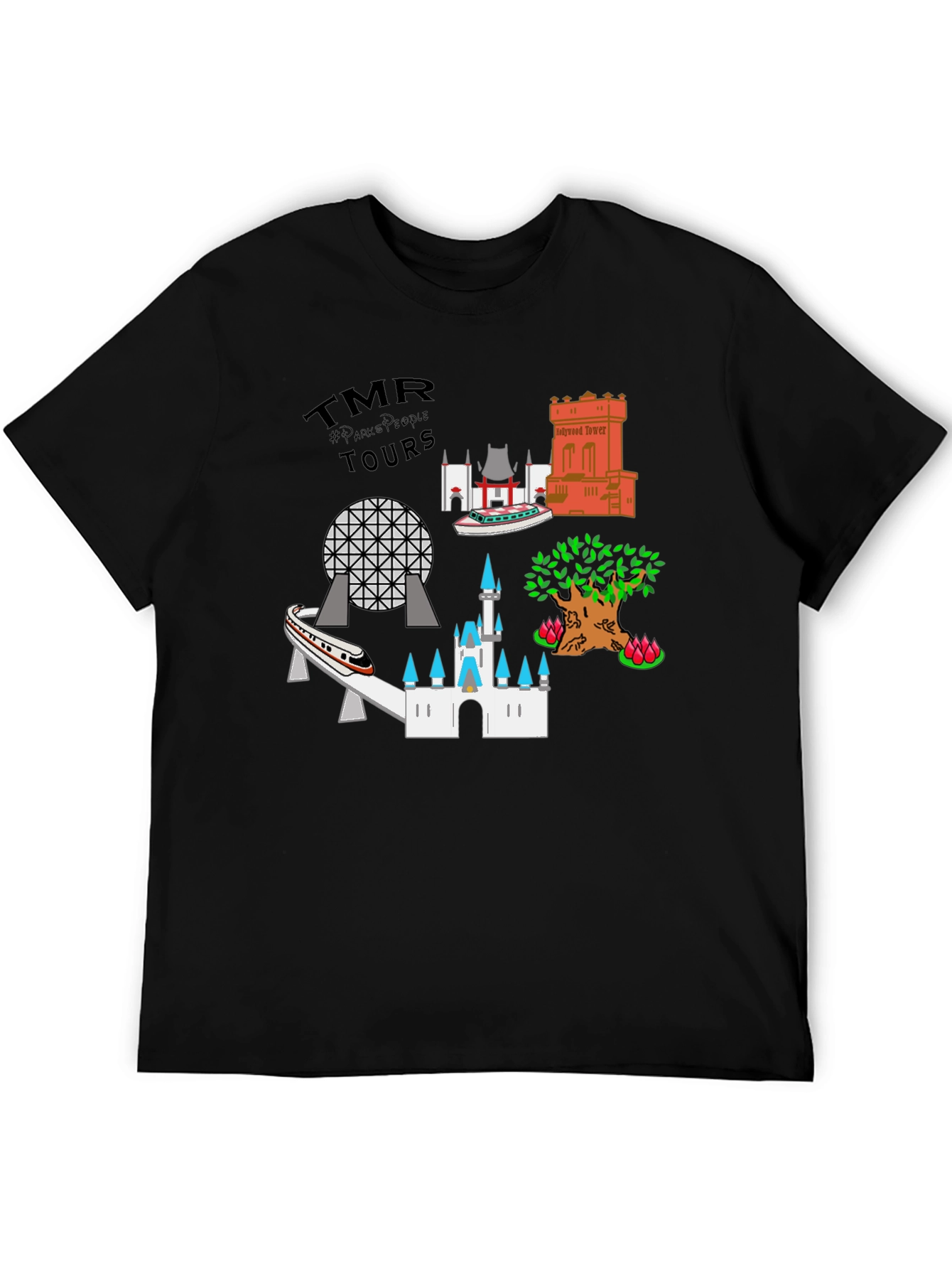 Camiseta Negra Tours Parques Temáticos