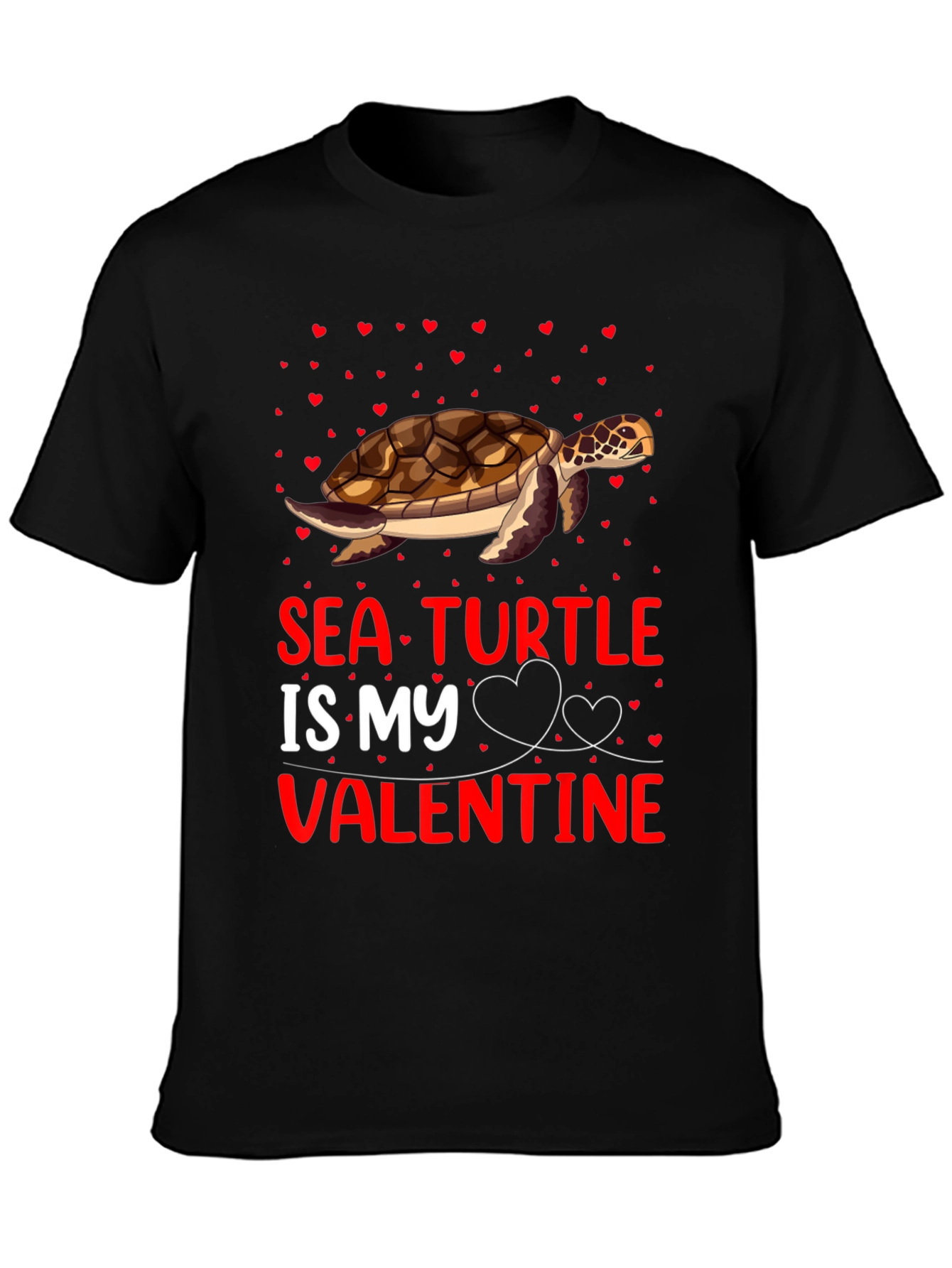 Camiseta Tortuga Marina Mi Valentín Negra