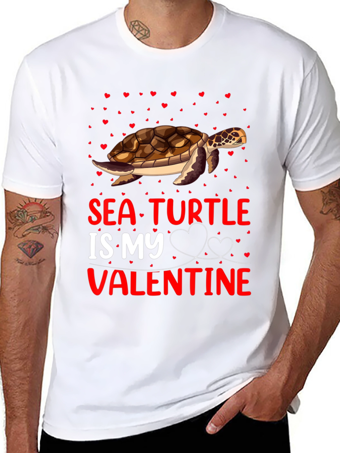 Camiseta Tortuga Marina Mi Valentín Negra