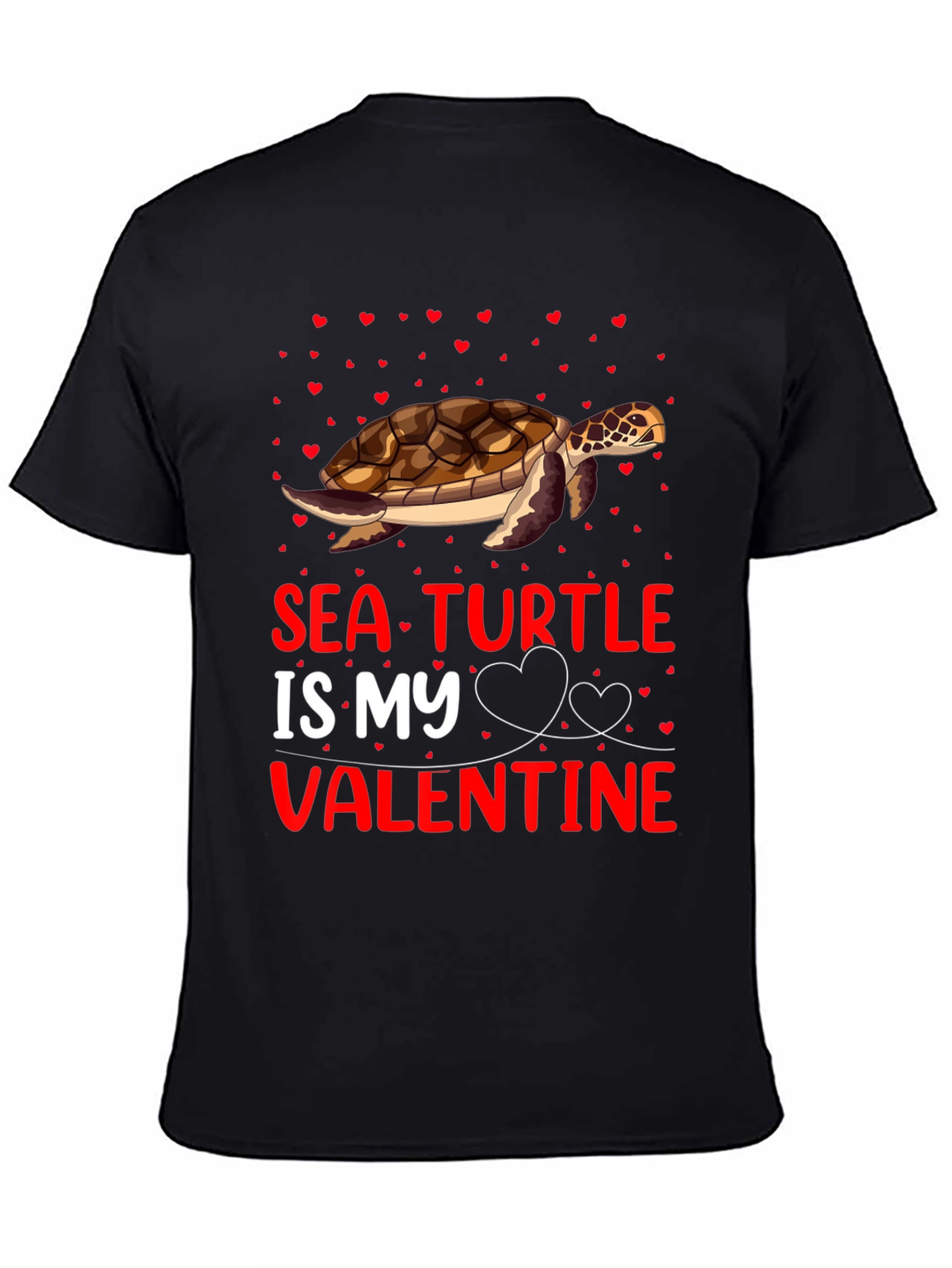 Camiseta Tortuga Marina Mi Valentín Negra