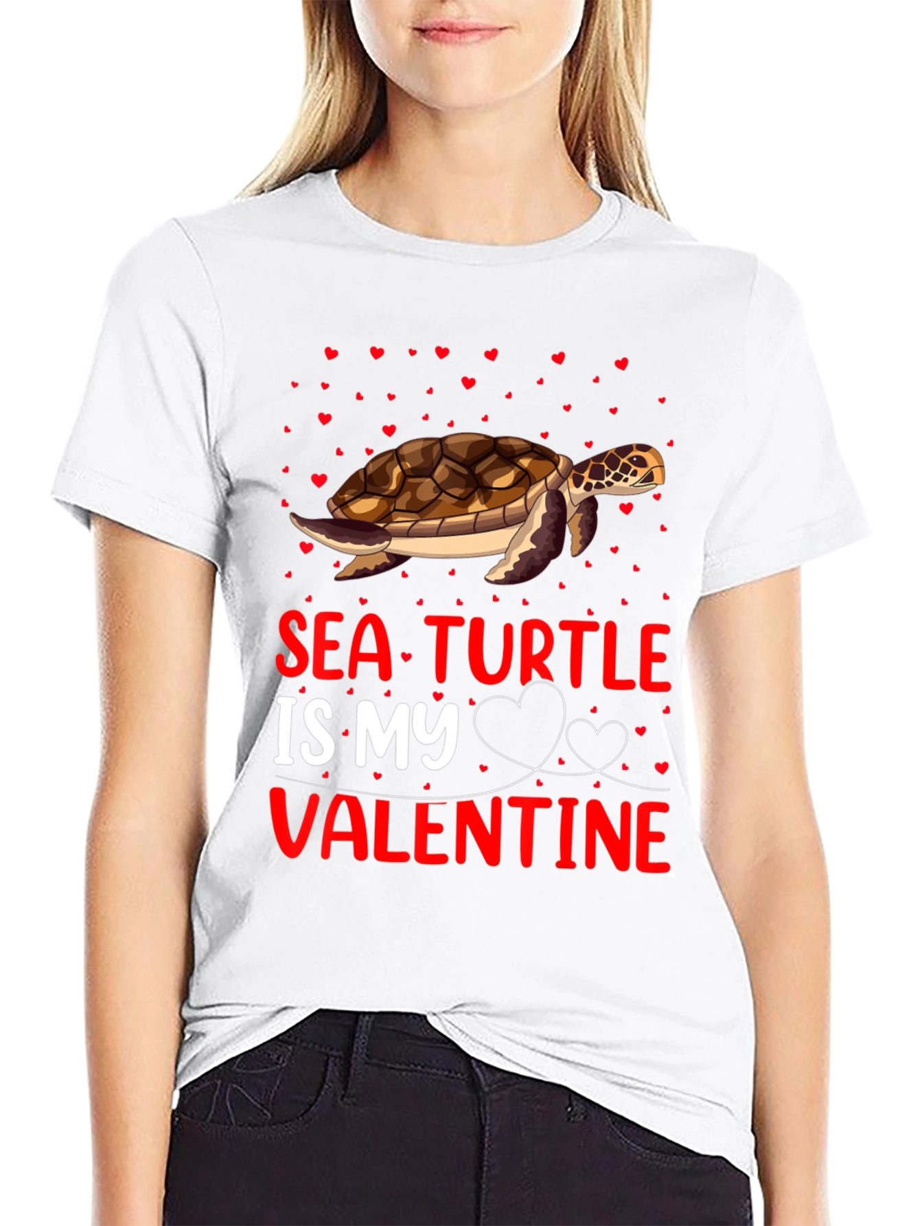 Camiseta Tortuga Marina Mi Valentín Negra