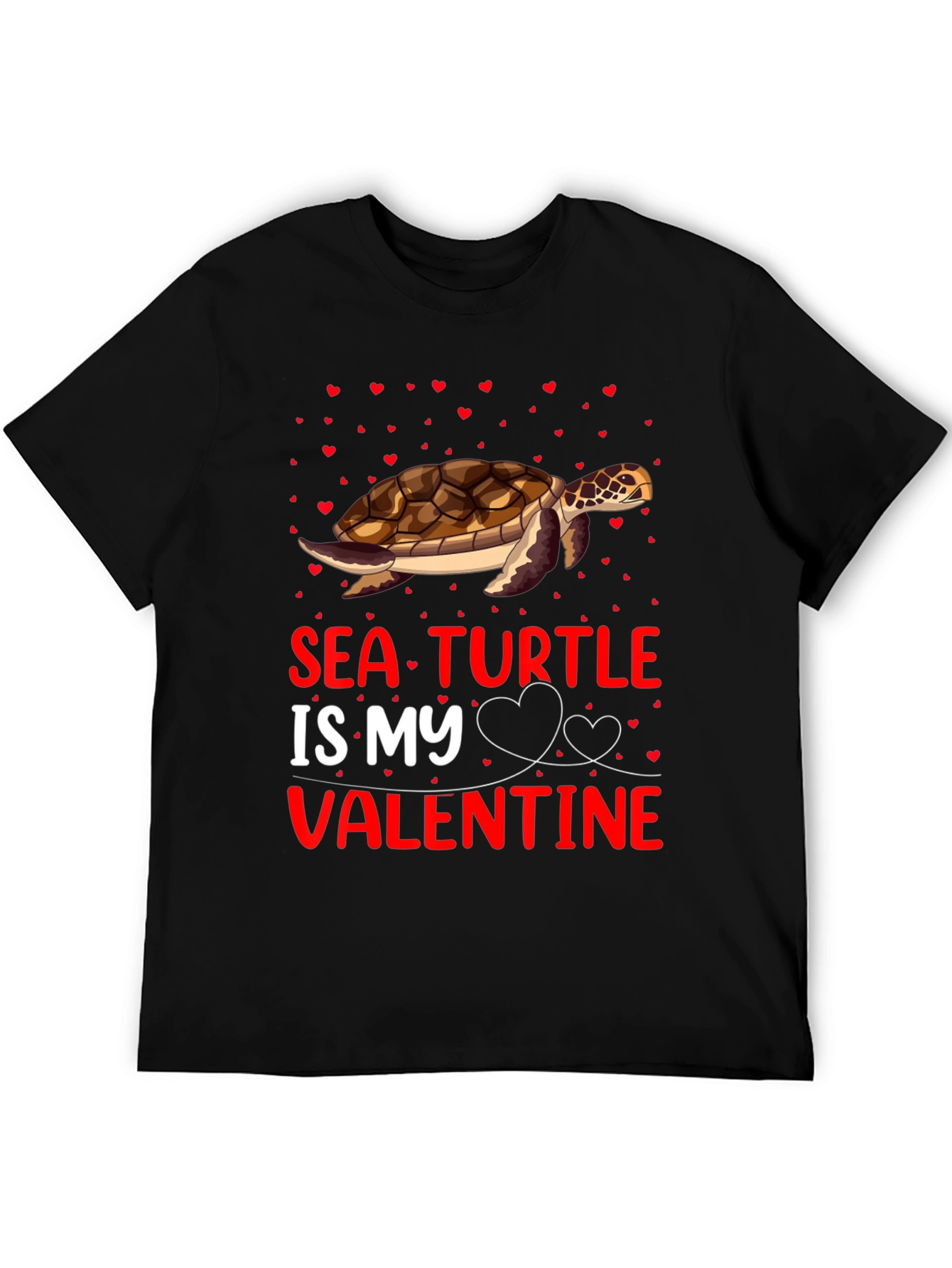 Camiseta Tortuga Marina Mi Valentín Negra