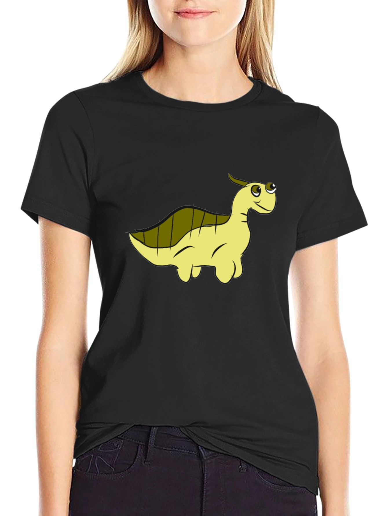 Camiseta Negra con Diseño de Dinosaurio