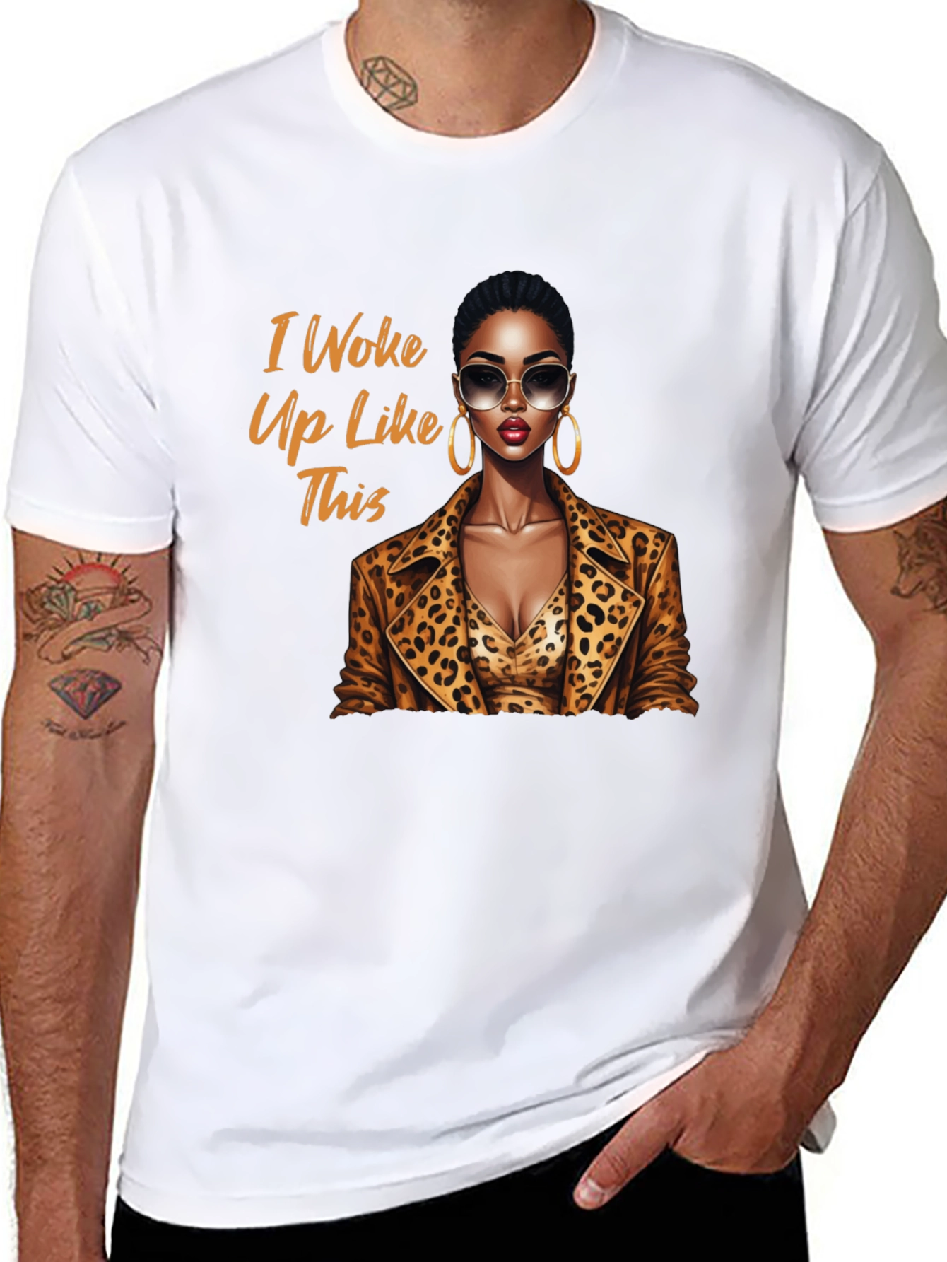 Camiseta Negra con Diseño I Woke Up Like This