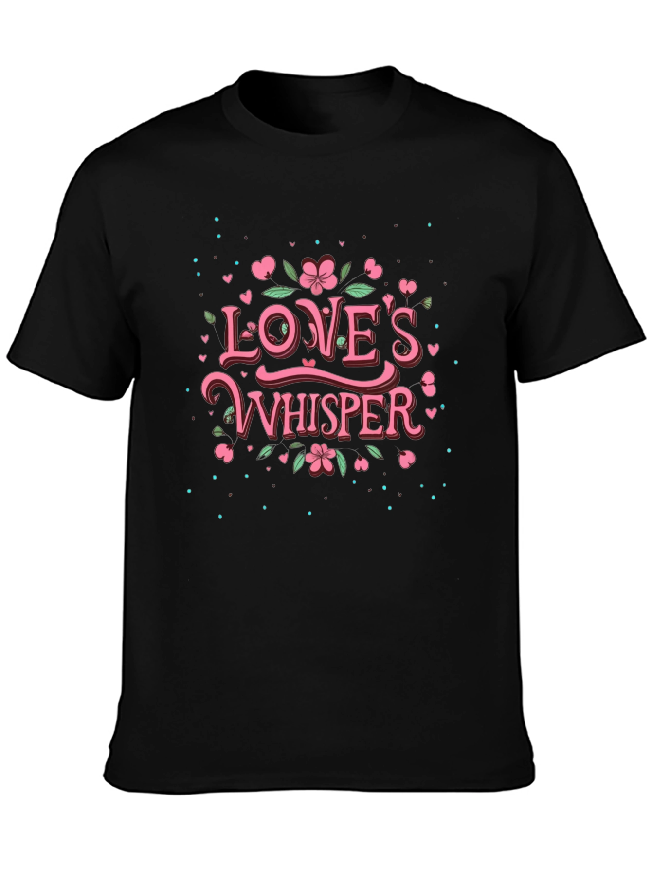 Camiseta Negra Loves Whisper Floral Romántica