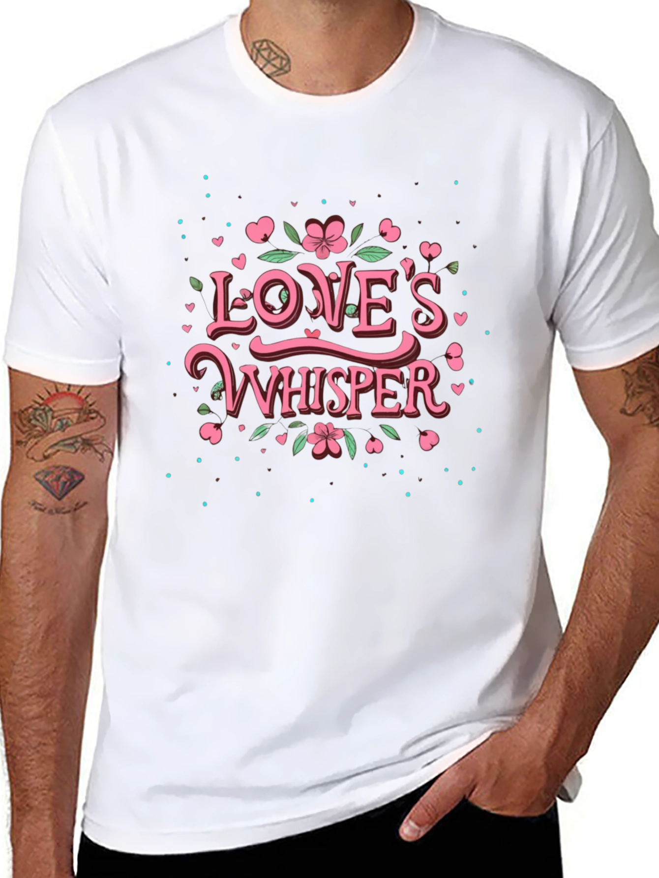 Camiseta Negra Loves Whisper Floral Romántica