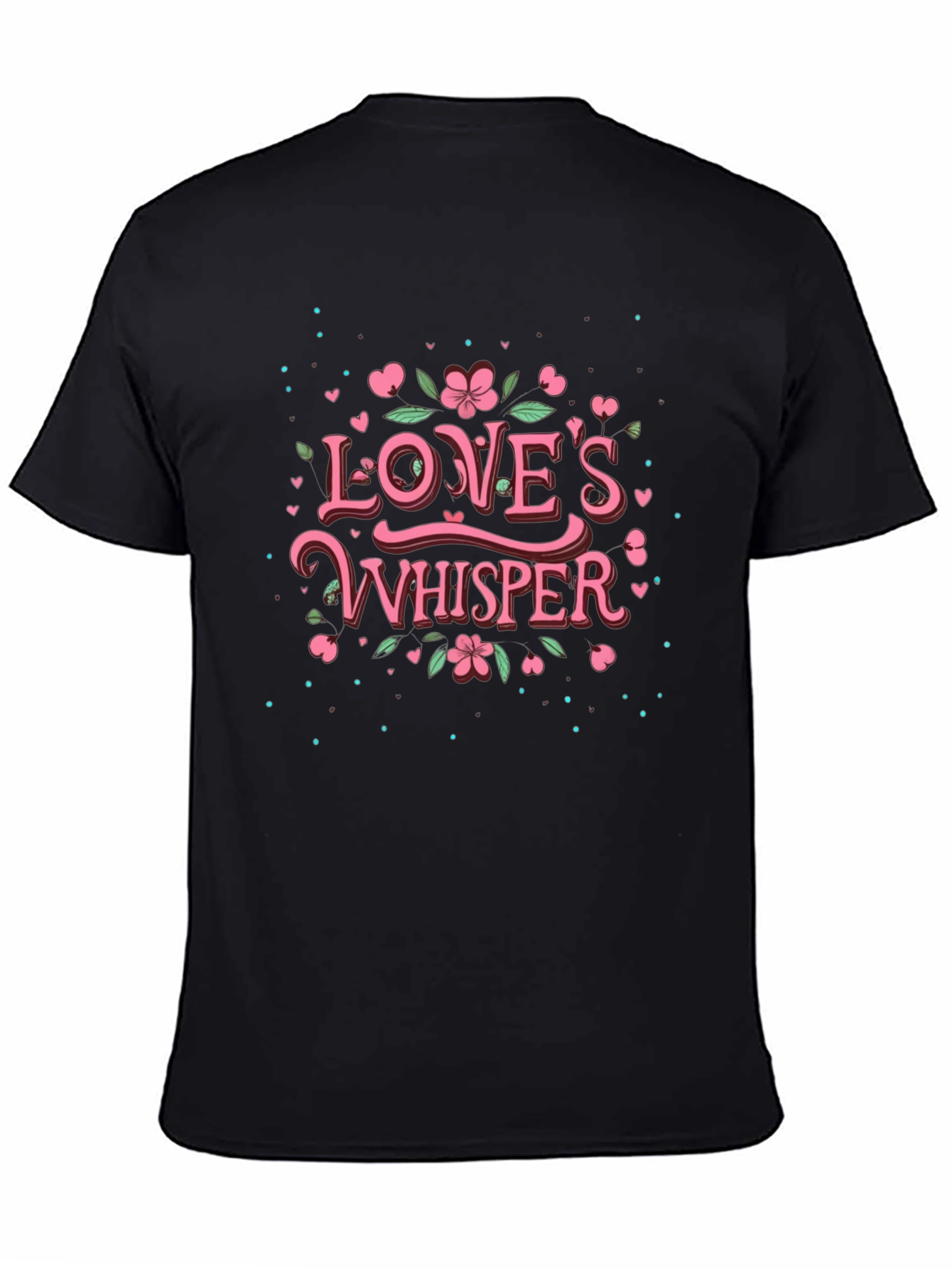 Camiseta Negra Loves Whisper Floral Romántica