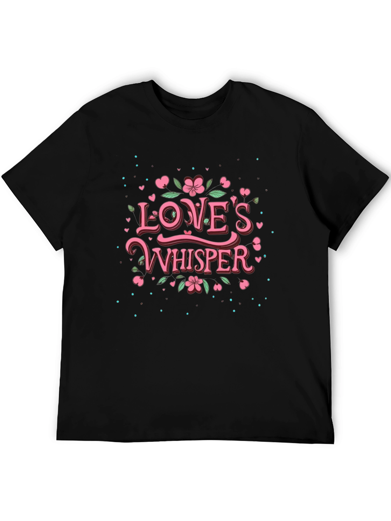 Camiseta Negra Loves Whisper Floral Romántica