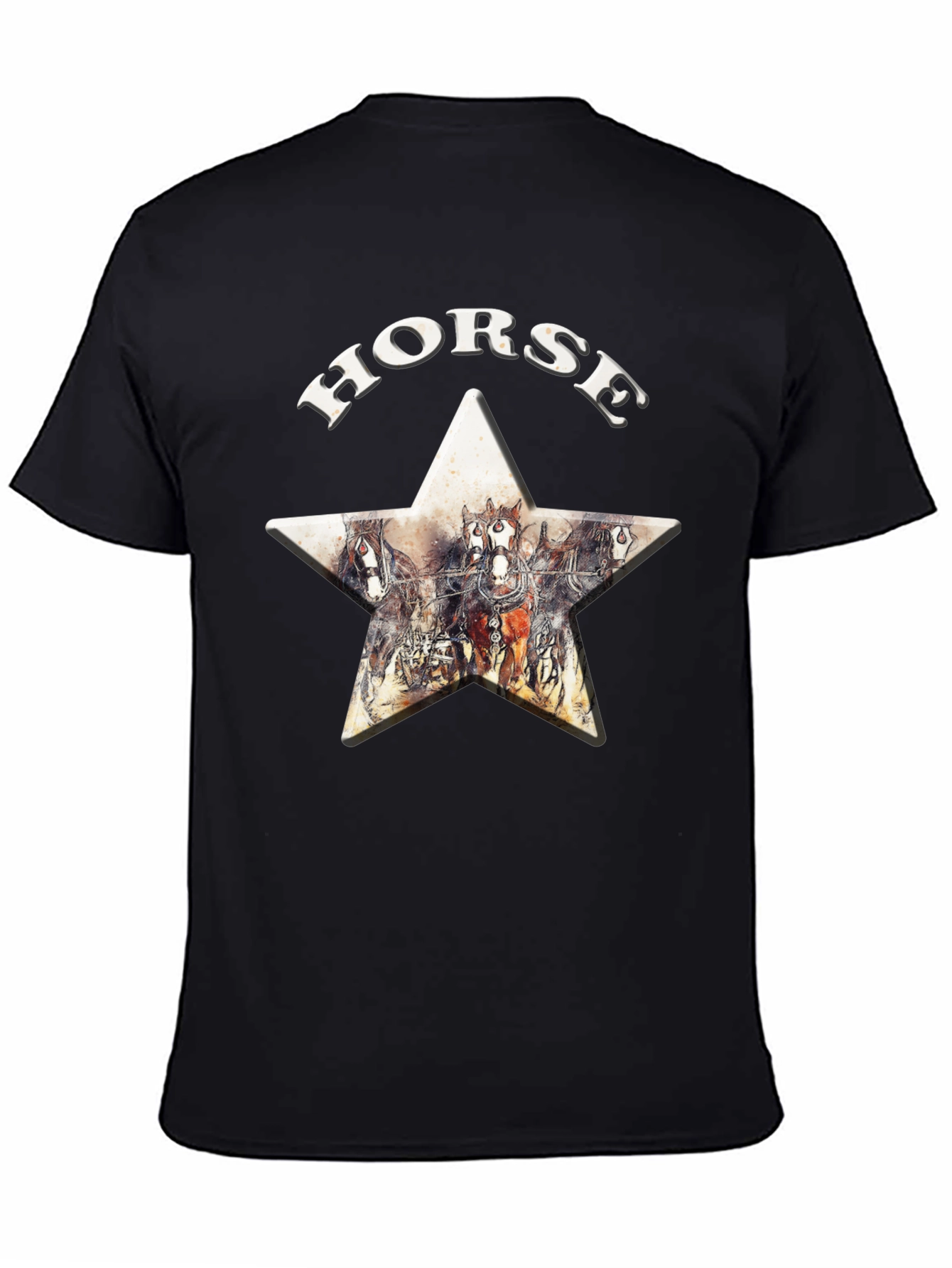 Camiseta Negra Horse Estampado Estrella