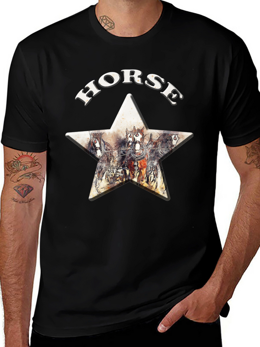 Camiseta Negra Horse Estampado Estrella