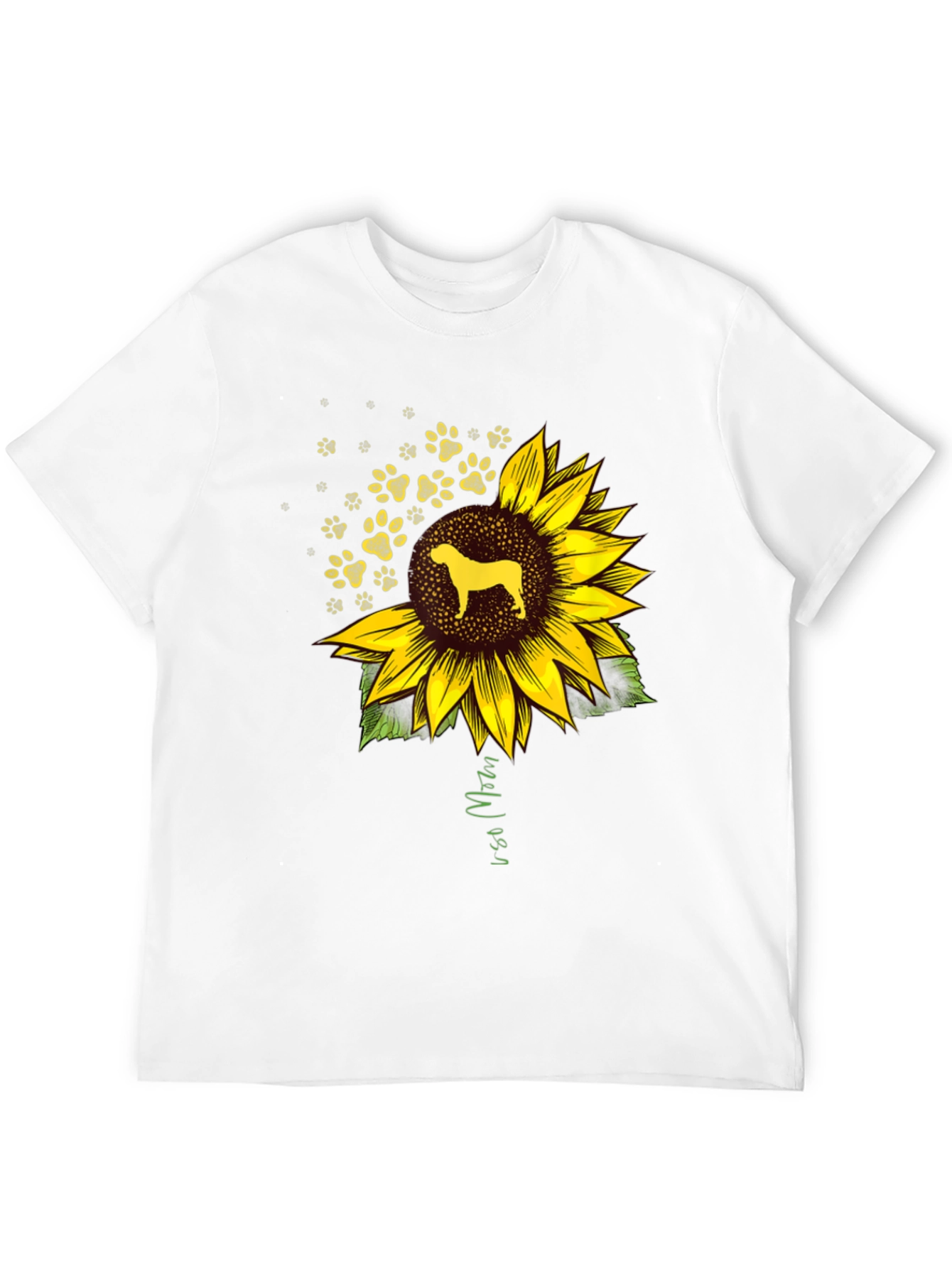 Camiseta Negra con Diseño de Girasol y Perro