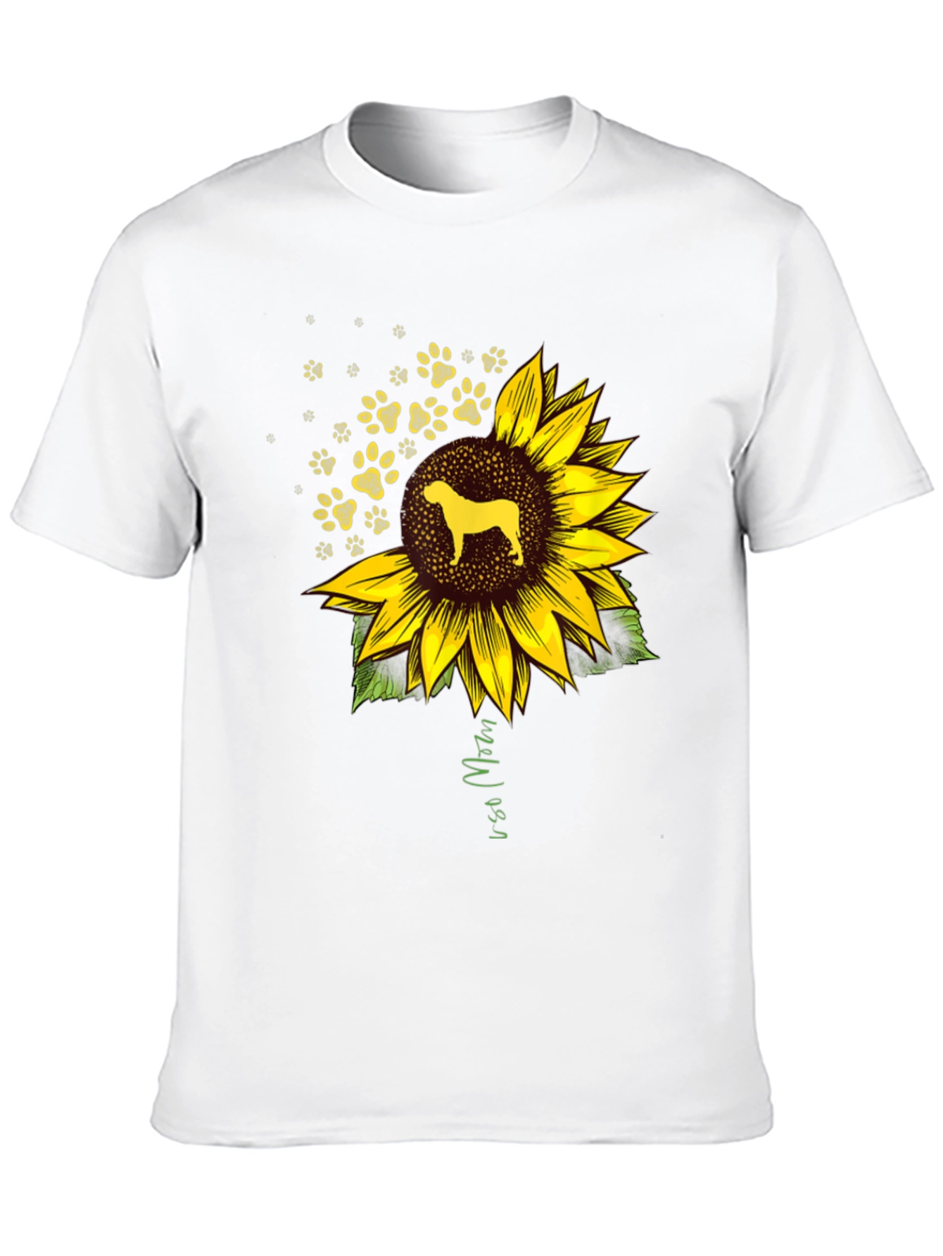 Camiseta Negra con Diseño de Girasol y Perro