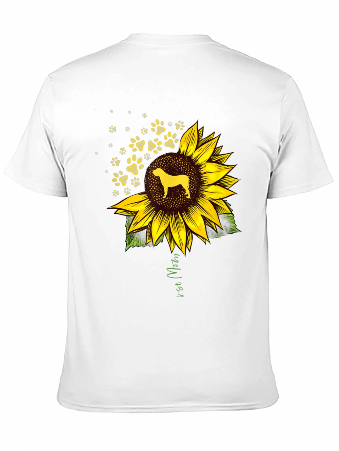 Camiseta Negra con Diseño de Girasol y Perro
