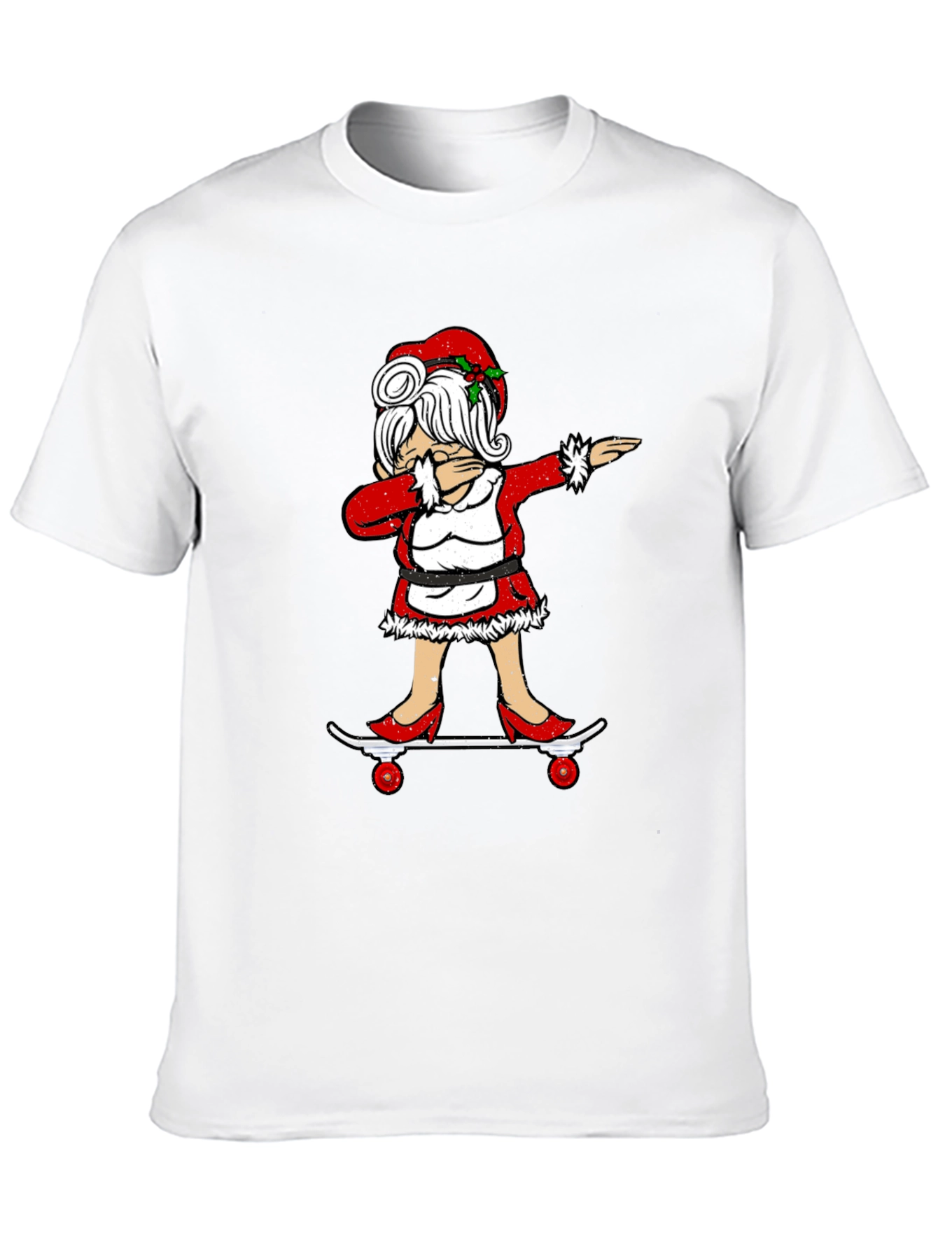 Camiseta Negra con Diseño Navideño Señora Claus Dabbing