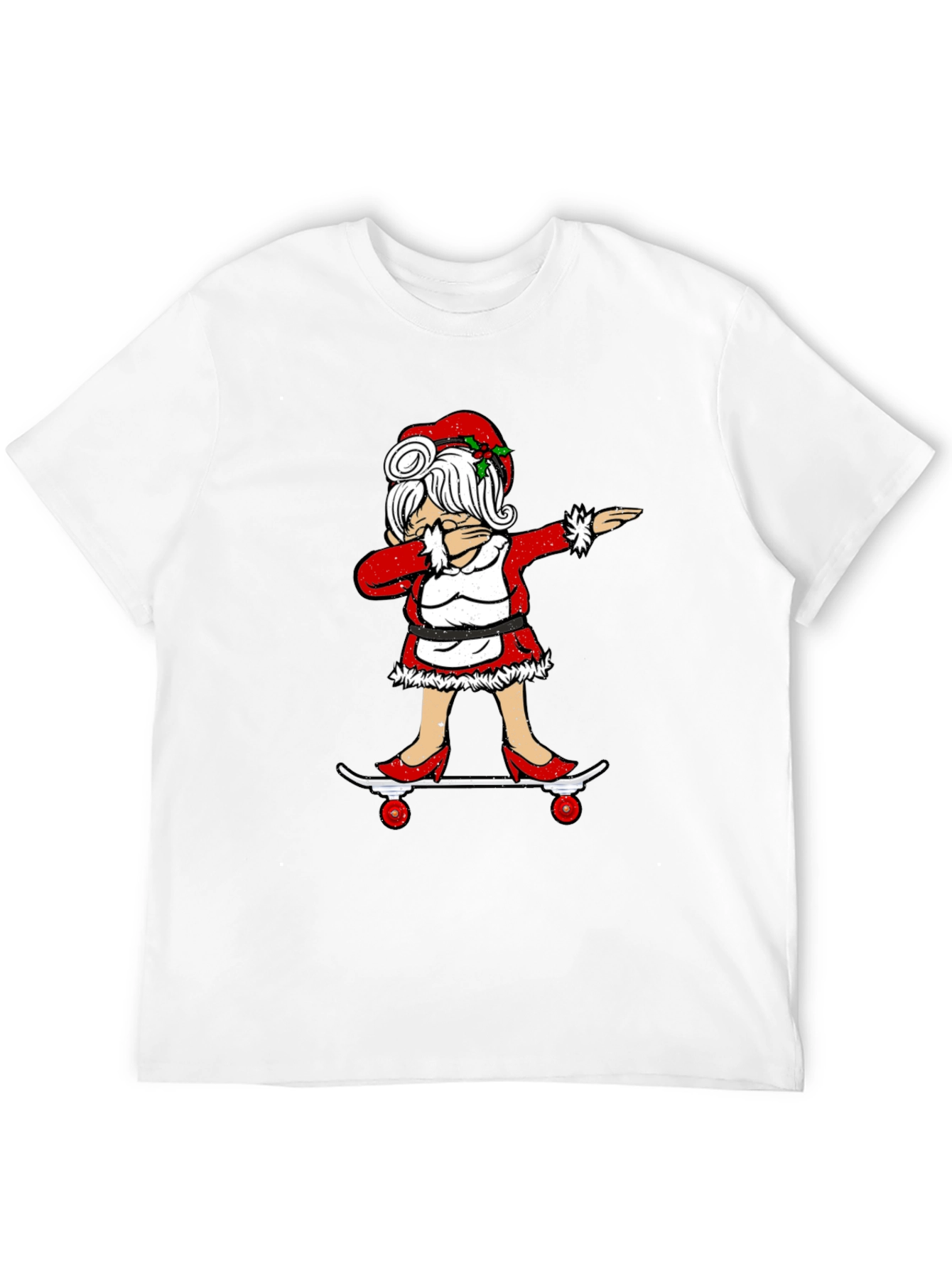 Camiseta Negra con Diseño Navideño Señora Claus Dabbing