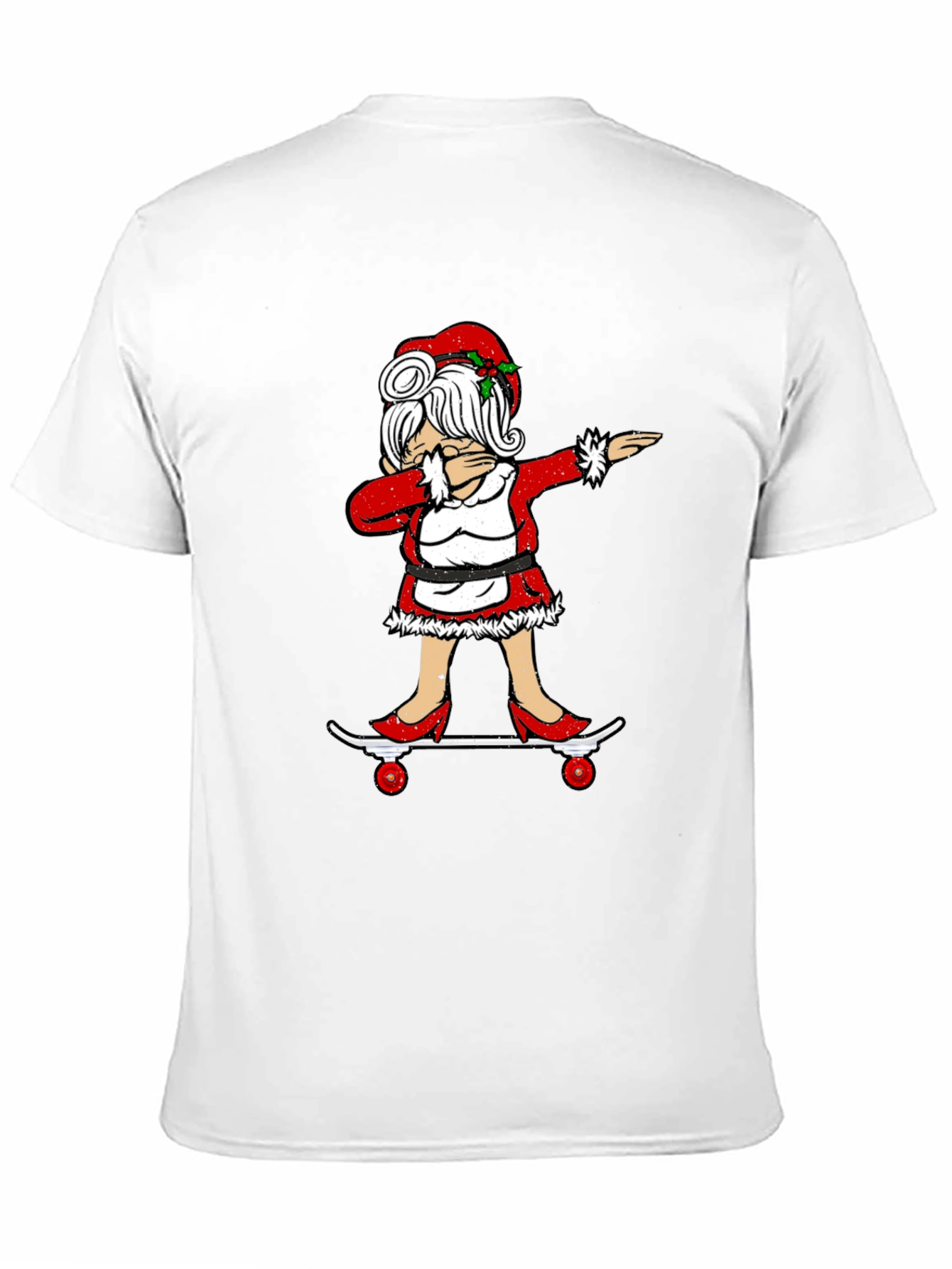 Camiseta Negra con Diseño Navideño Señora Claus Dabbing