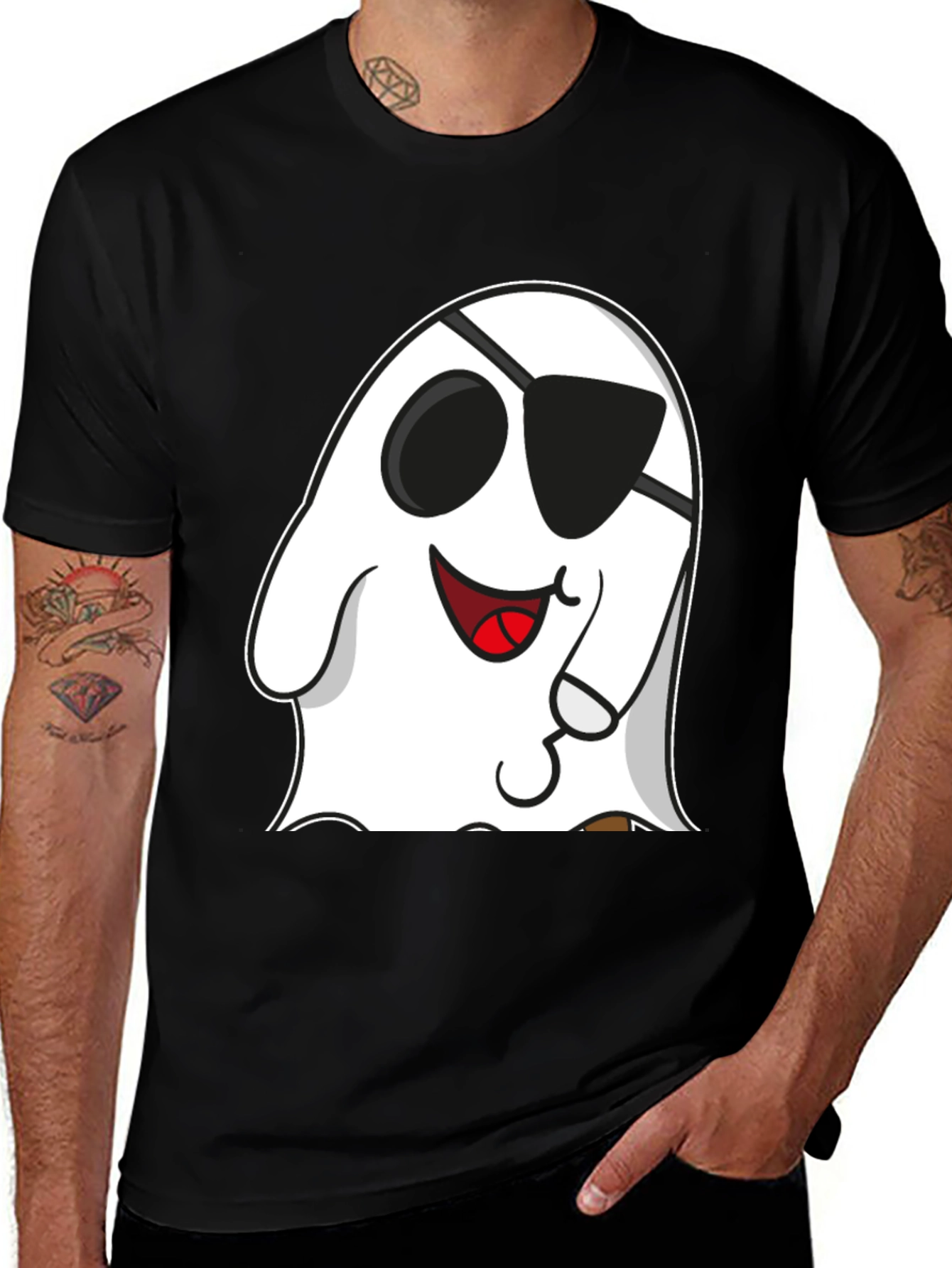 Camiseta Negra con Fantasma Pirata