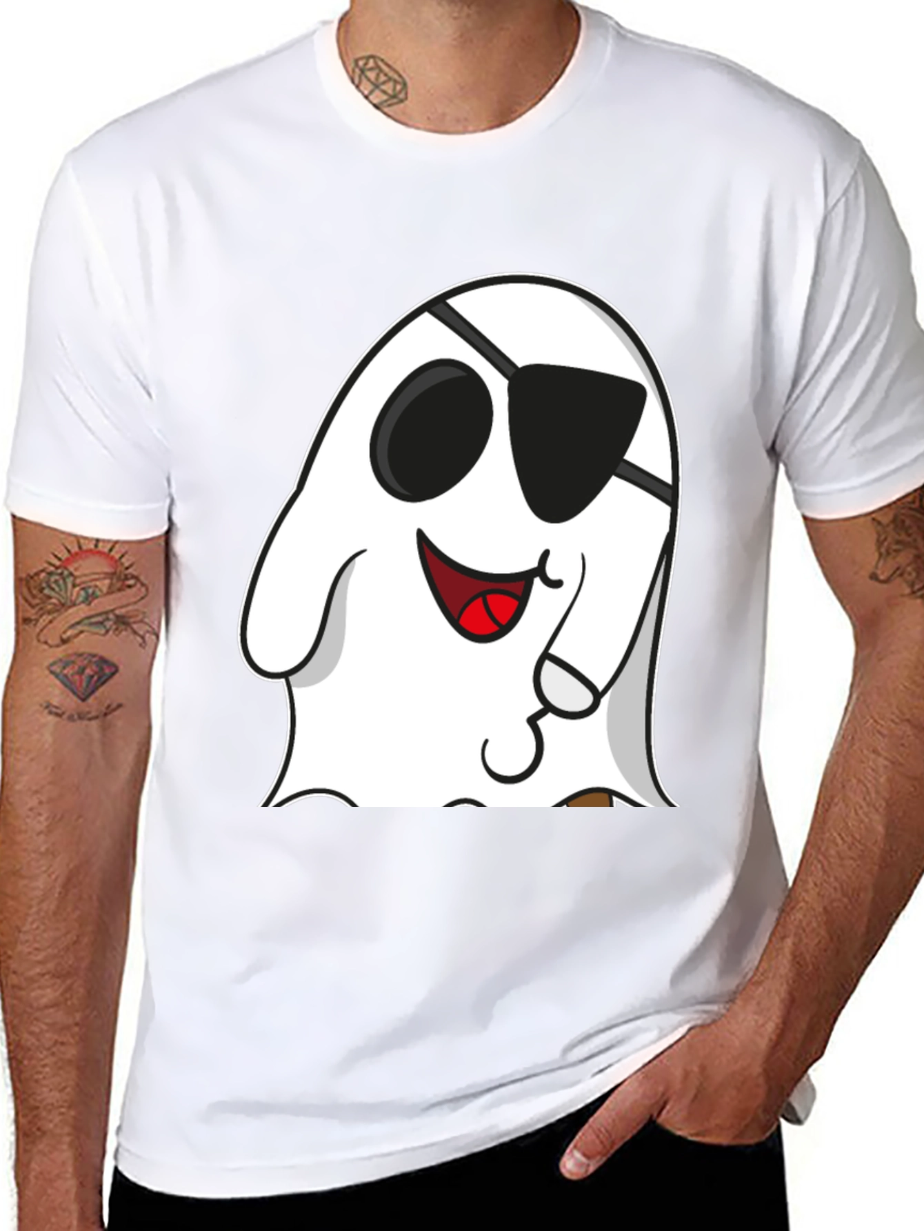 Camiseta Negra con Fantasma Pirata