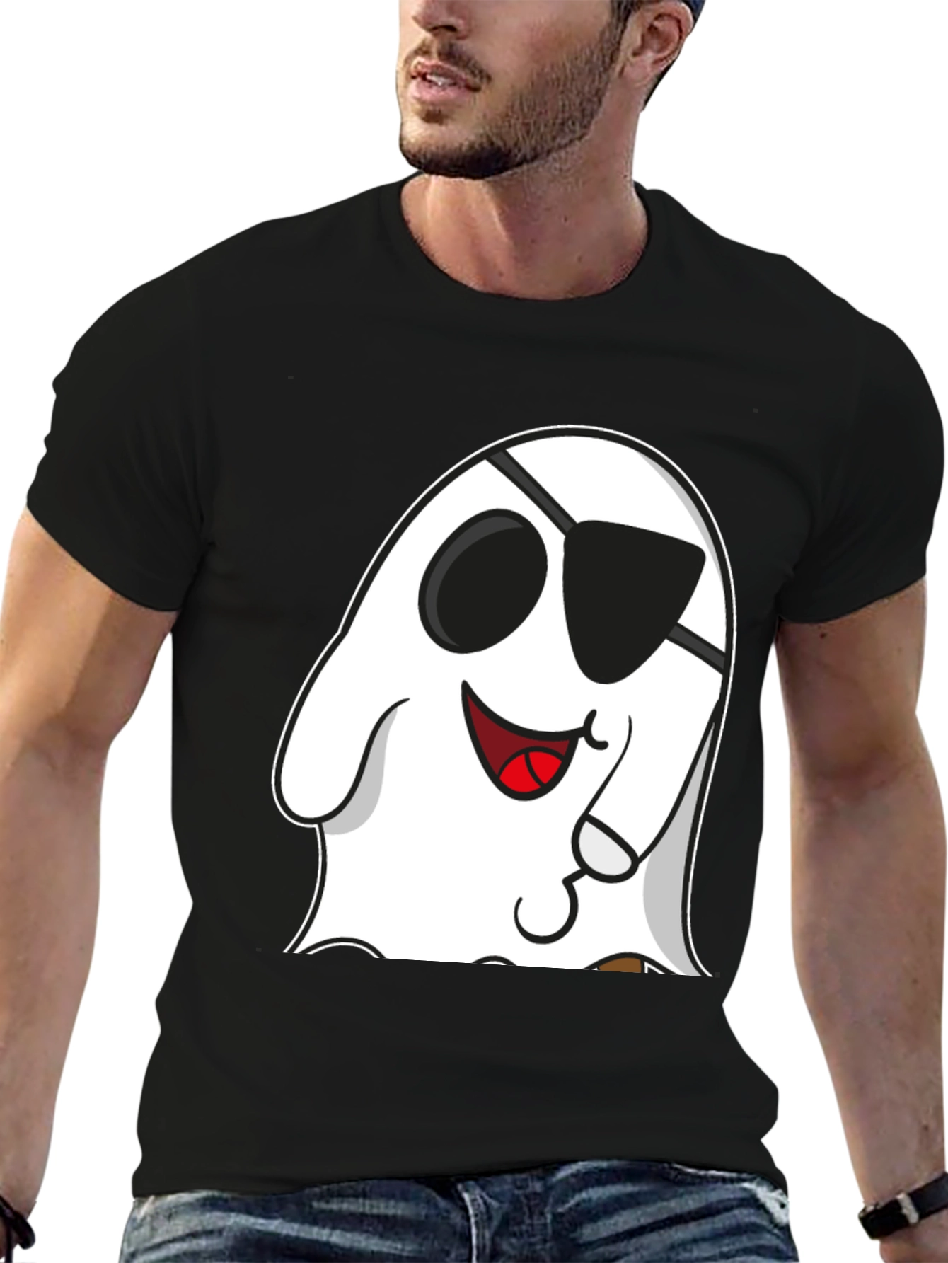 Camiseta Negra con Fantasma Pirata