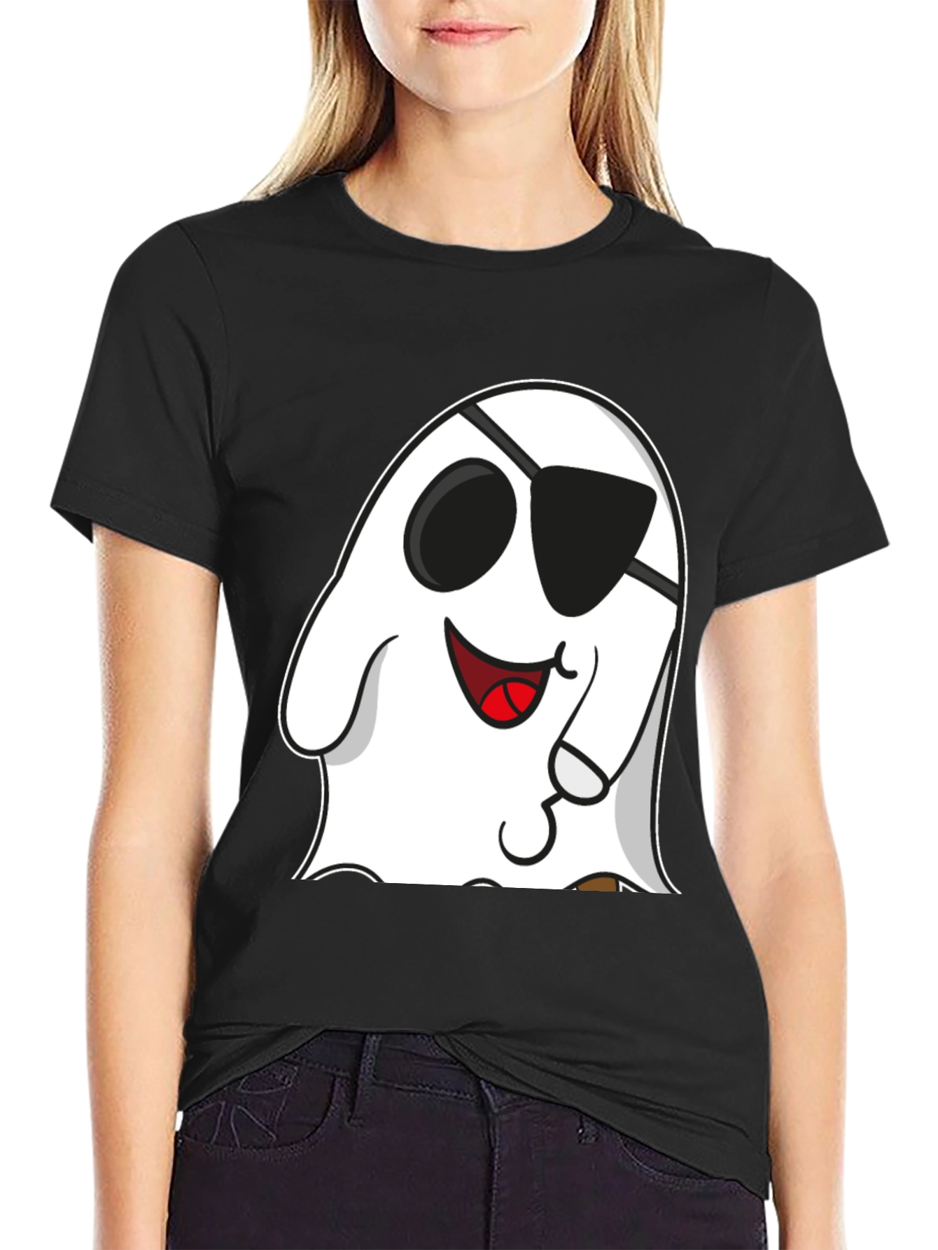 Camiseta Negra con Fantasma Pirata