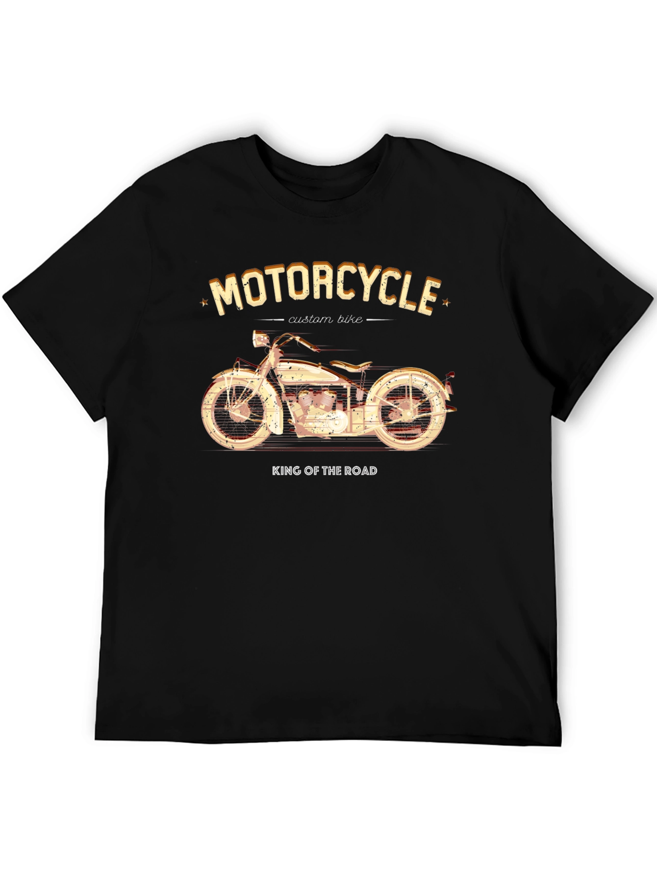 Camiseta Negra Motocicleta Custom Bike King of the Road
