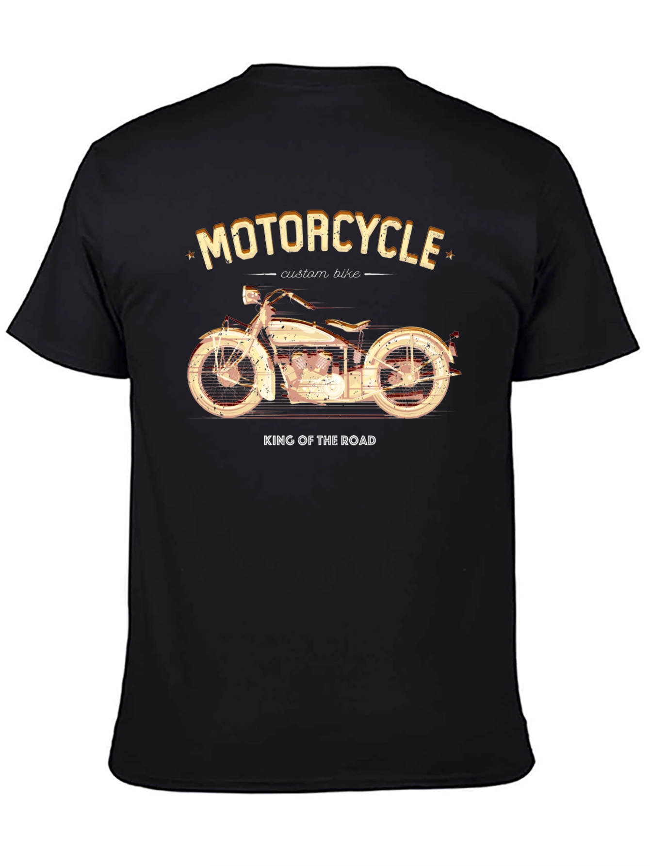Camiseta Negra Motocicleta Custom Bike King of the Road