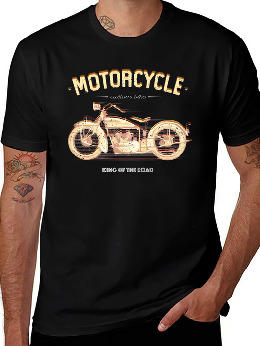 Camiseta Negra Motocicleta Custom Bike King of the Road