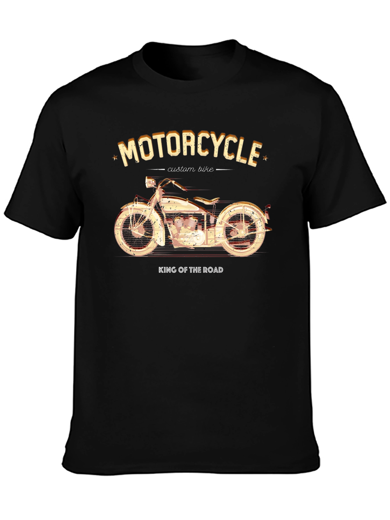Camiseta Negra Motocicleta Custom Bike King of the Road