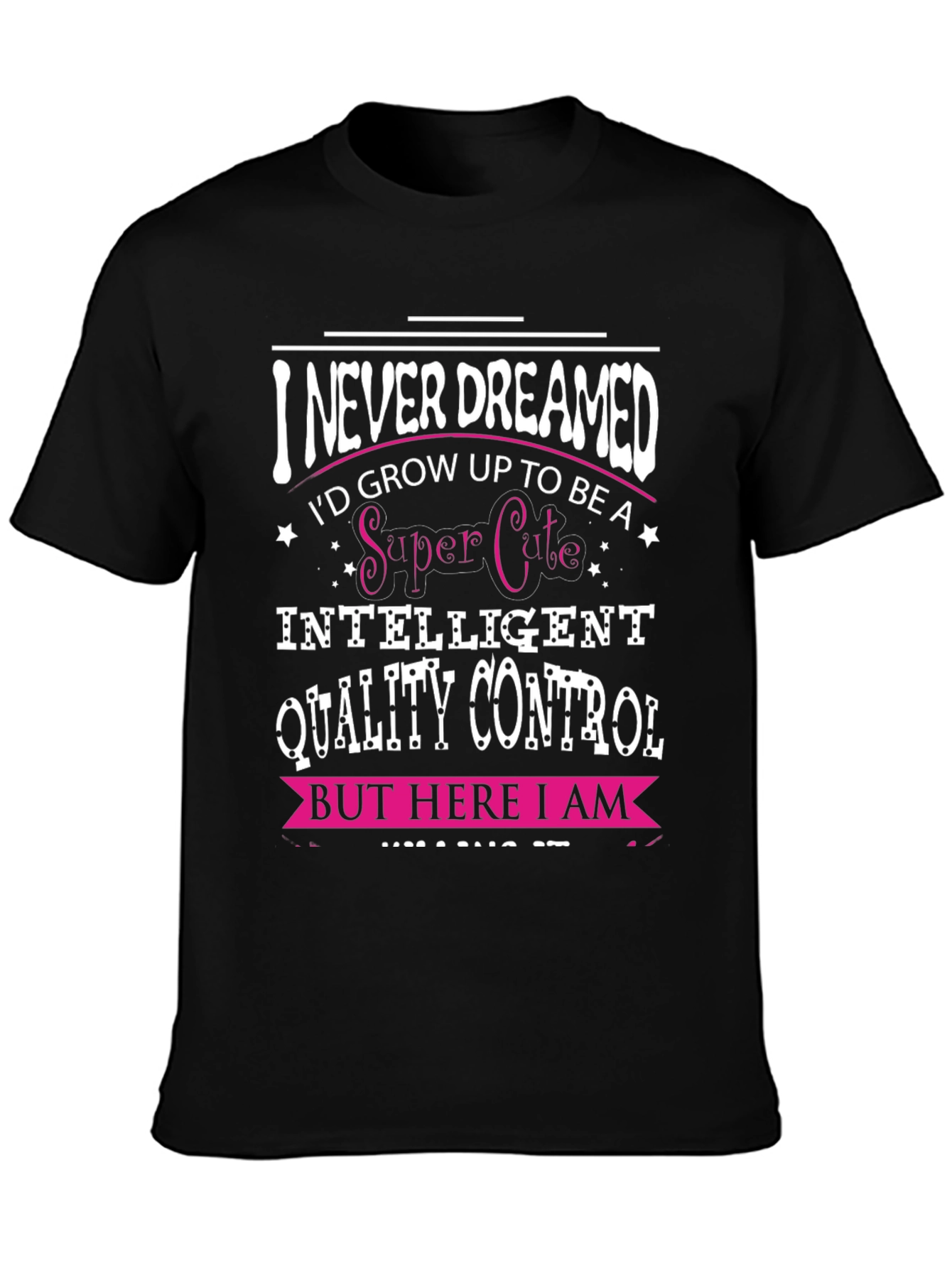 Camiseta Negra con Diseño de Control de Calidad Inteligente