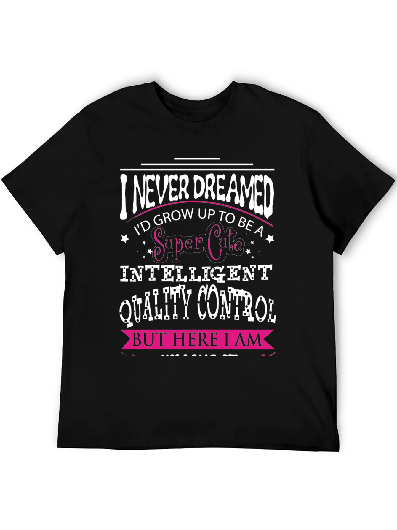 Camiseta Negra con Diseño de Control de Calidad Inteligente