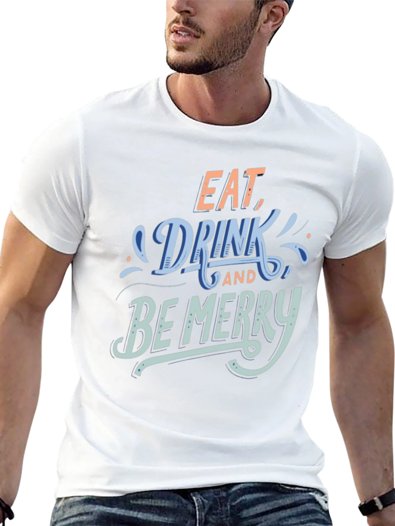 Camiseta Negra: Eat Drink and Be Merry